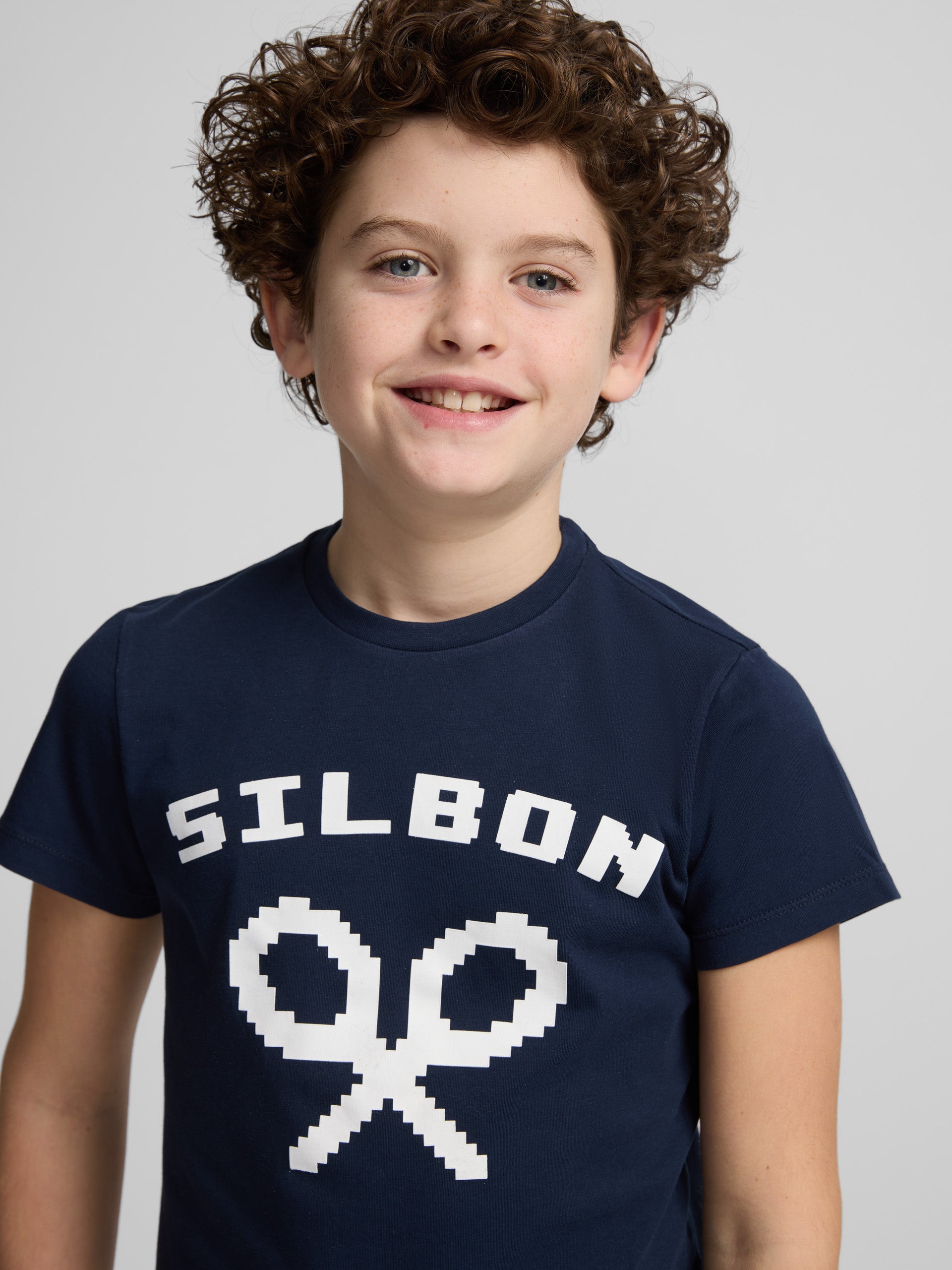 Navy blue pixel logo kids t-shirt