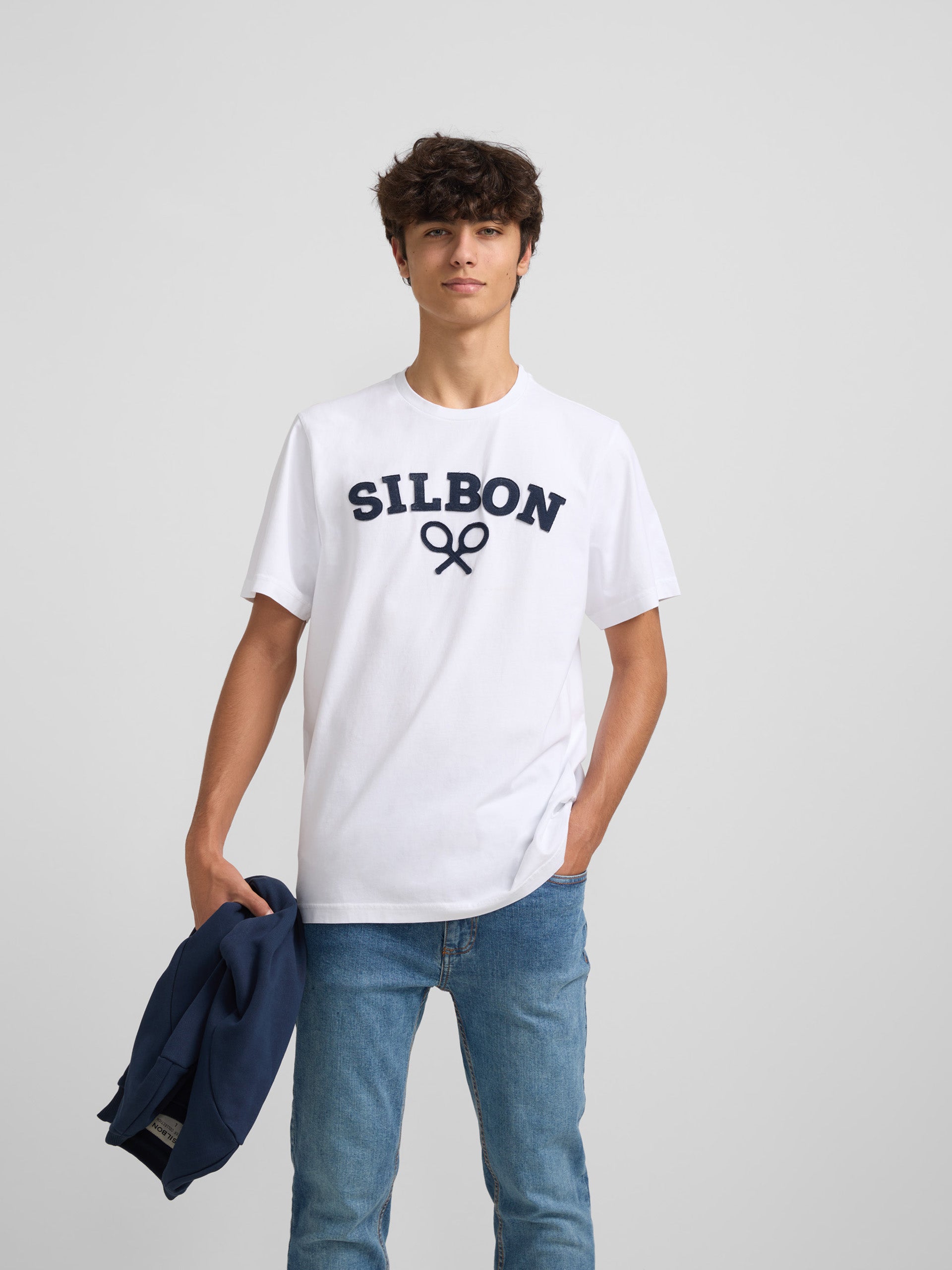 Silbon medium white racket t-shirt