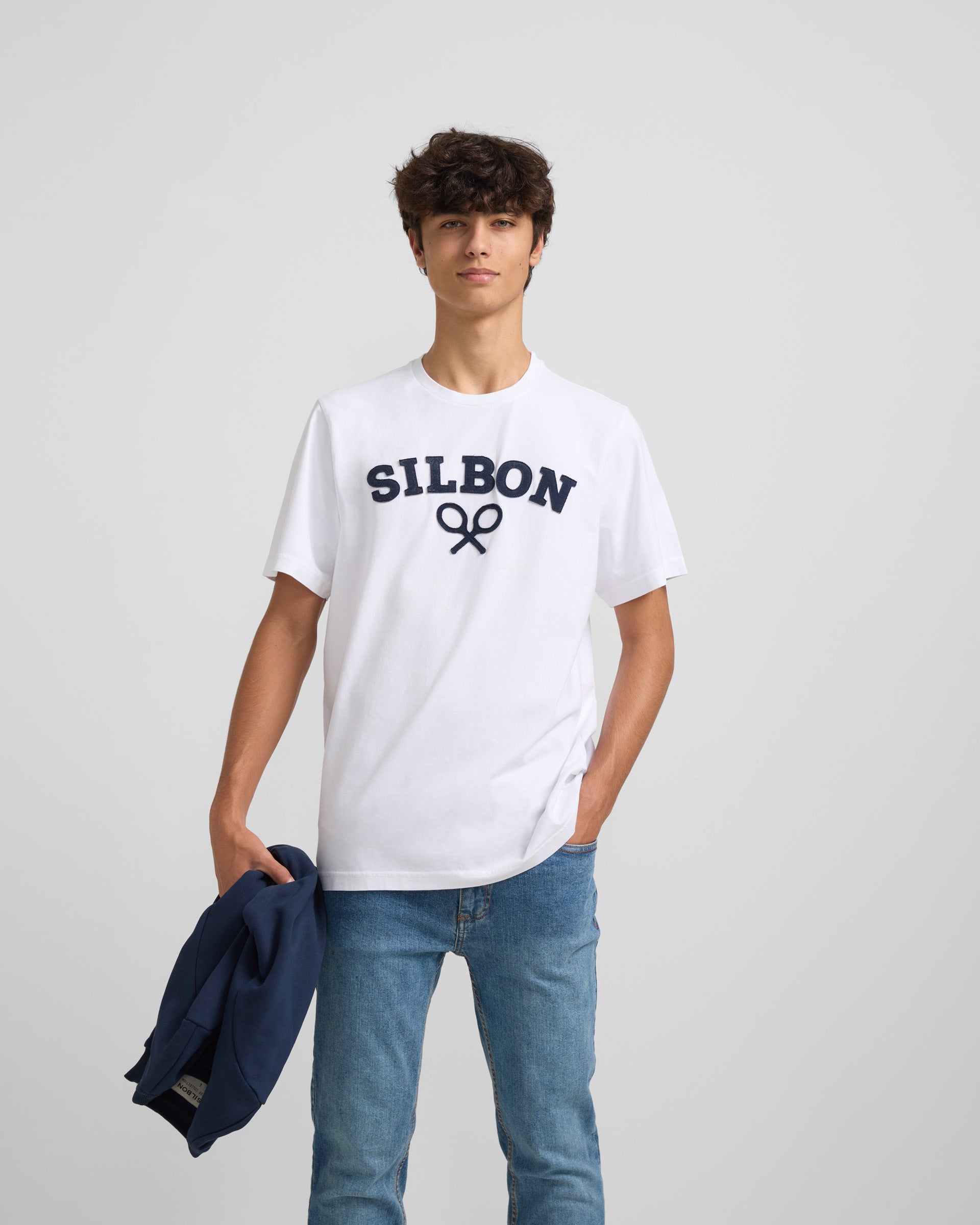 T-shirt raquette Silbon medium blanc