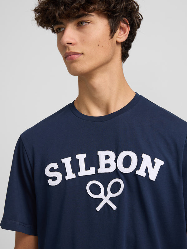 Silbon medium navy blue racket t-shirt