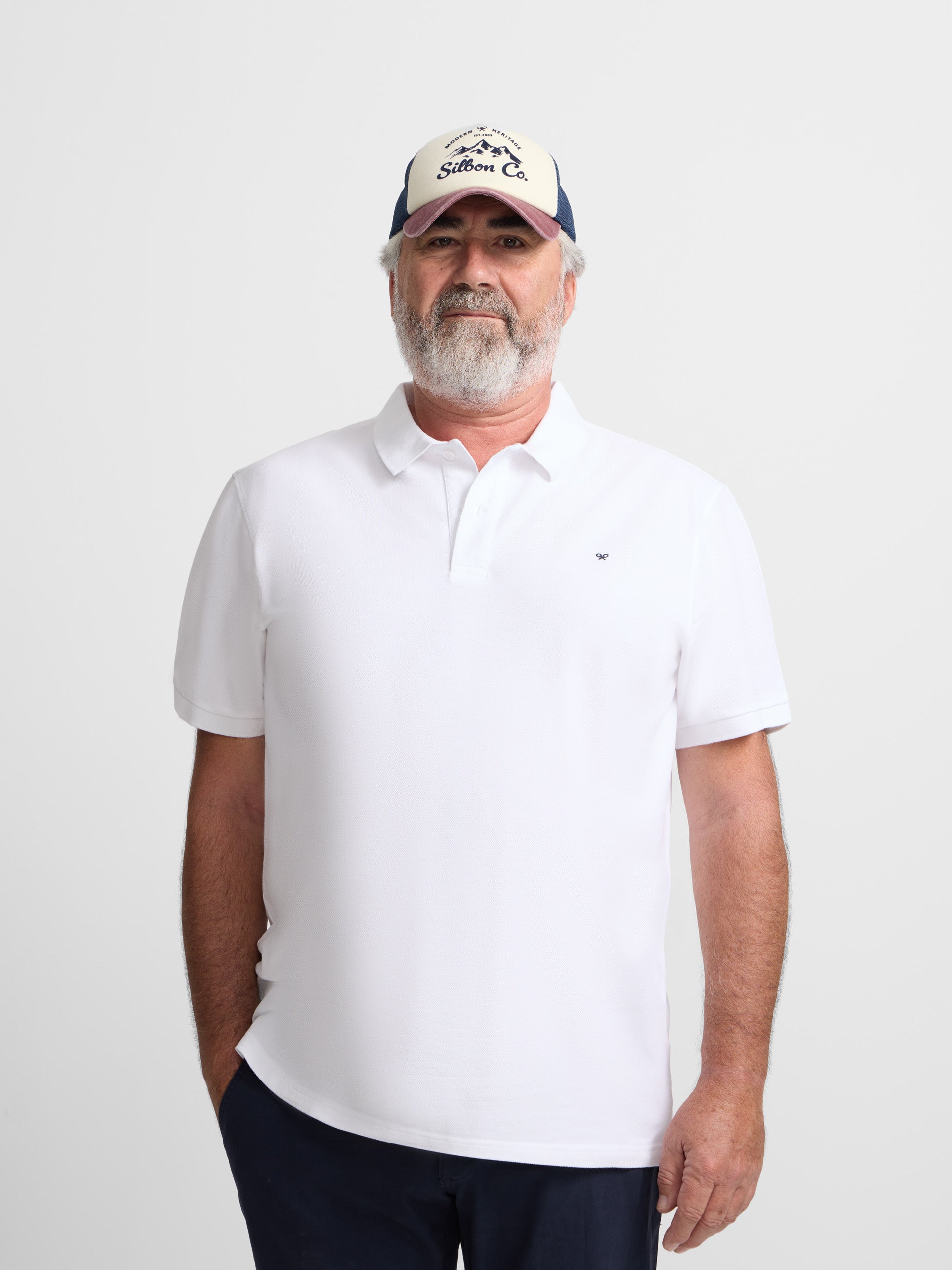 Classic plain white polo shirt