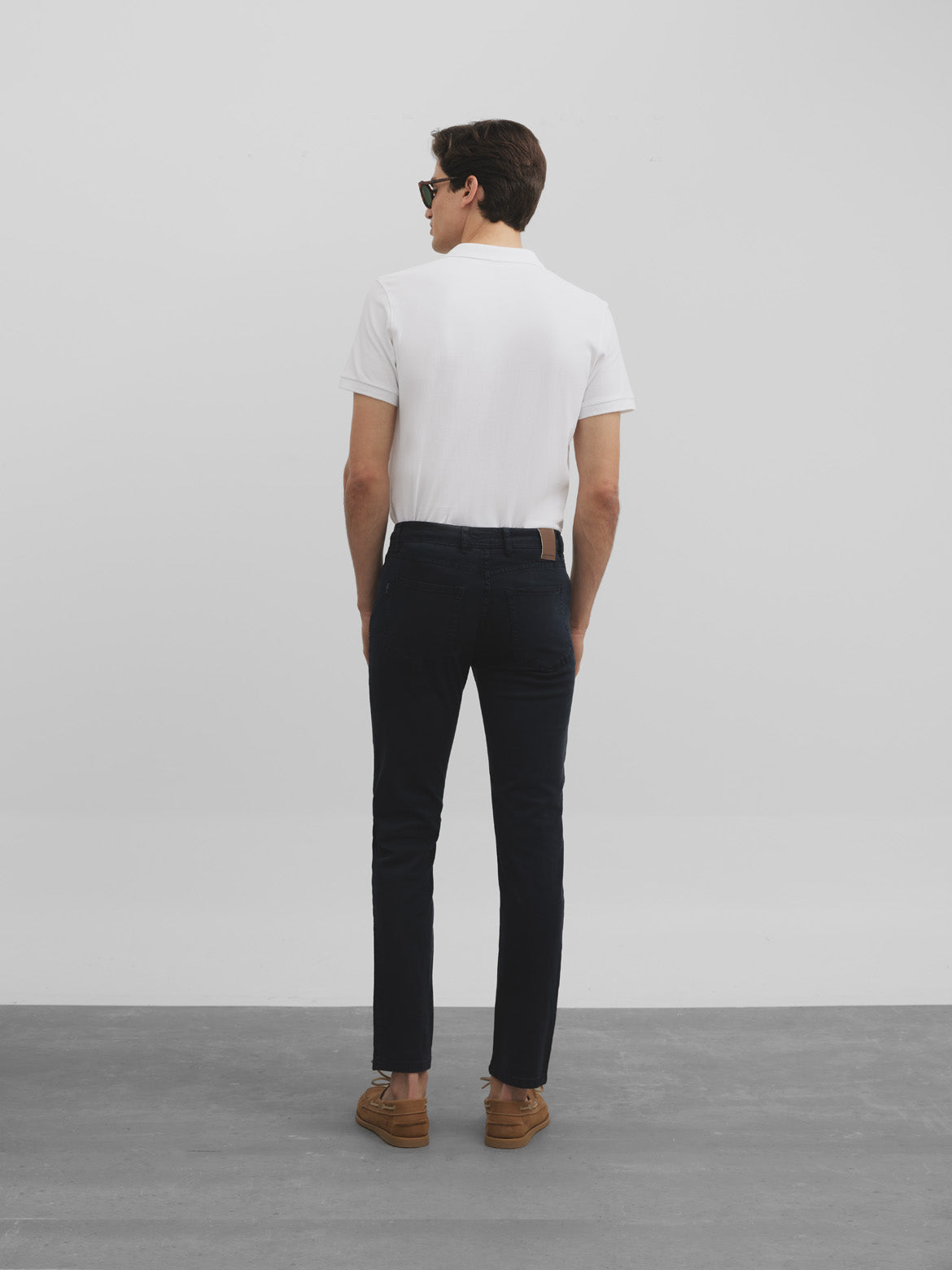 Navy blue five-pocket sport pants