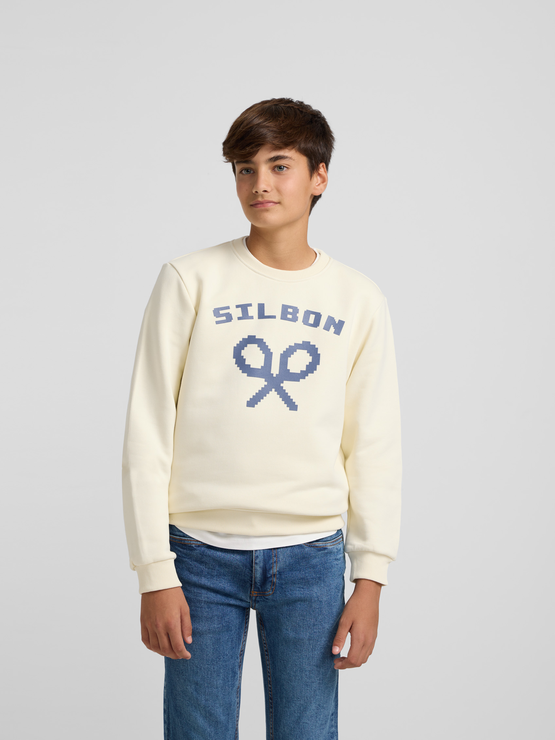 Cream pixel logo kids sweatshirt