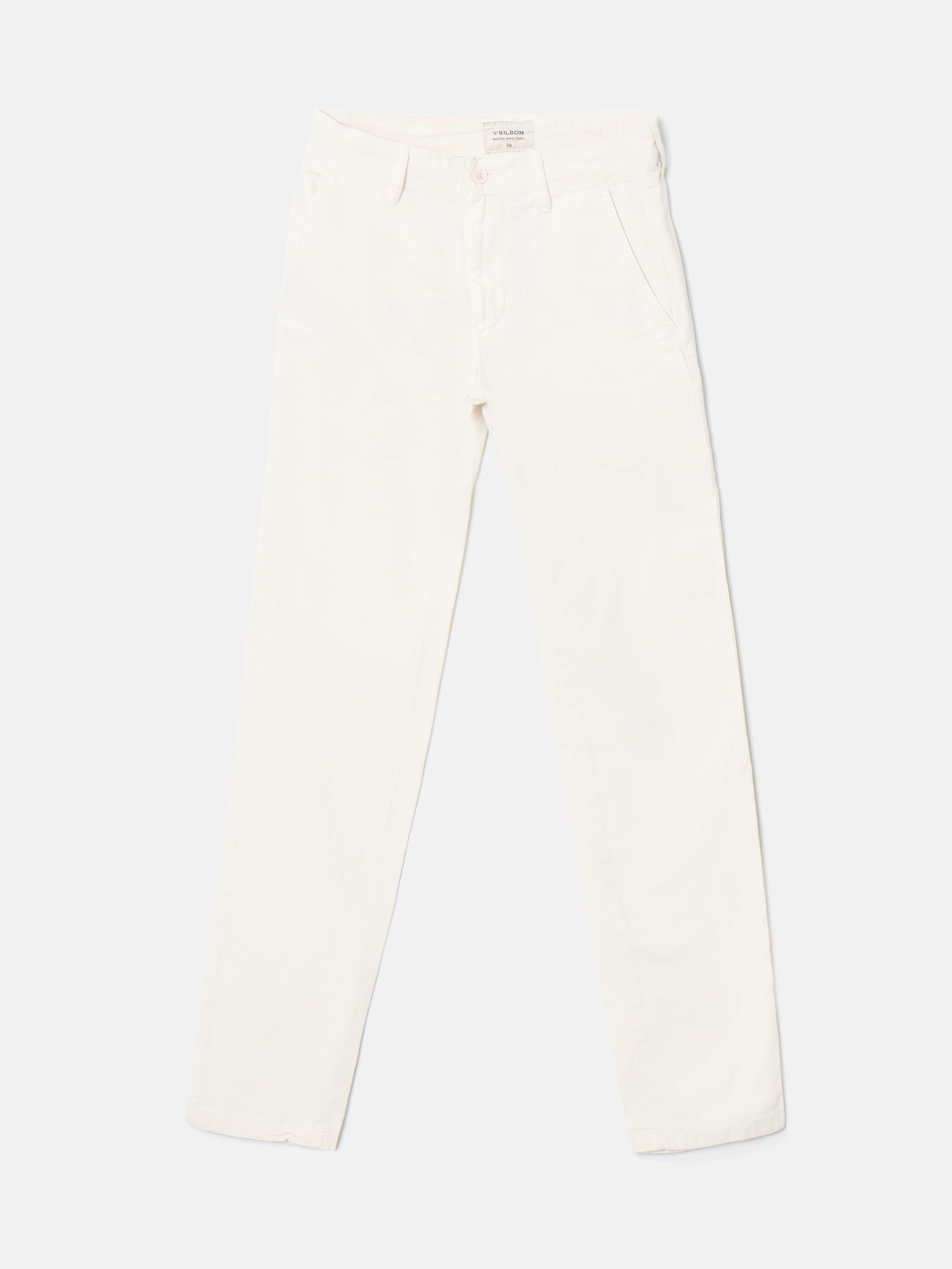 Pantalon sport chino en lin beige clair