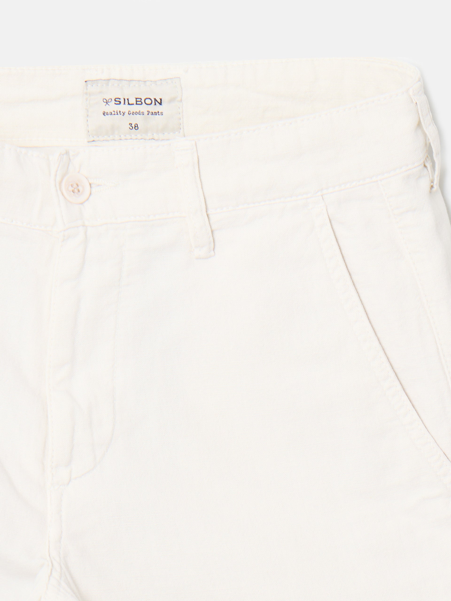 Pantalon sport chino en lin beige clair