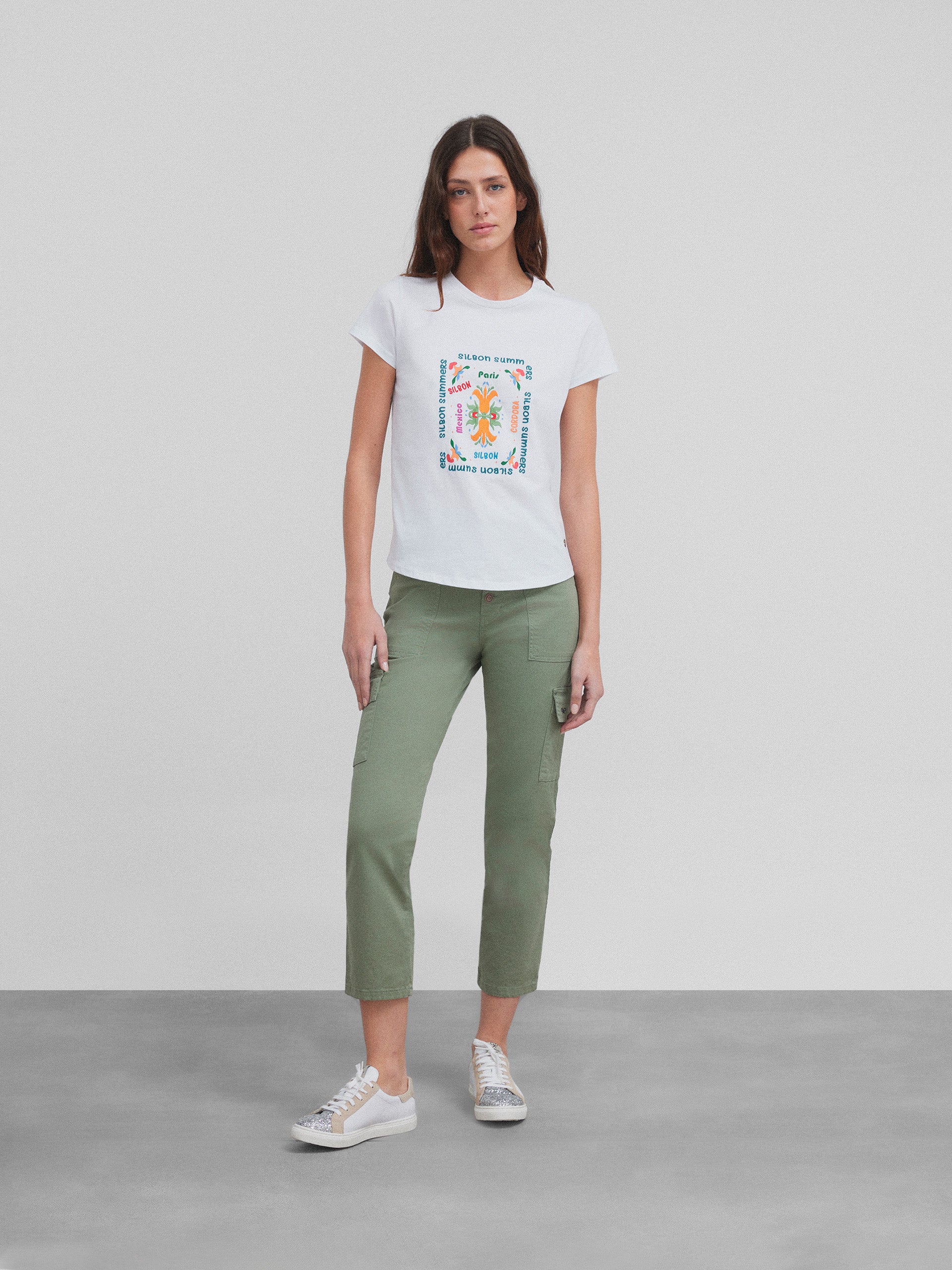 Camiseta woman estampada blanca SILBON