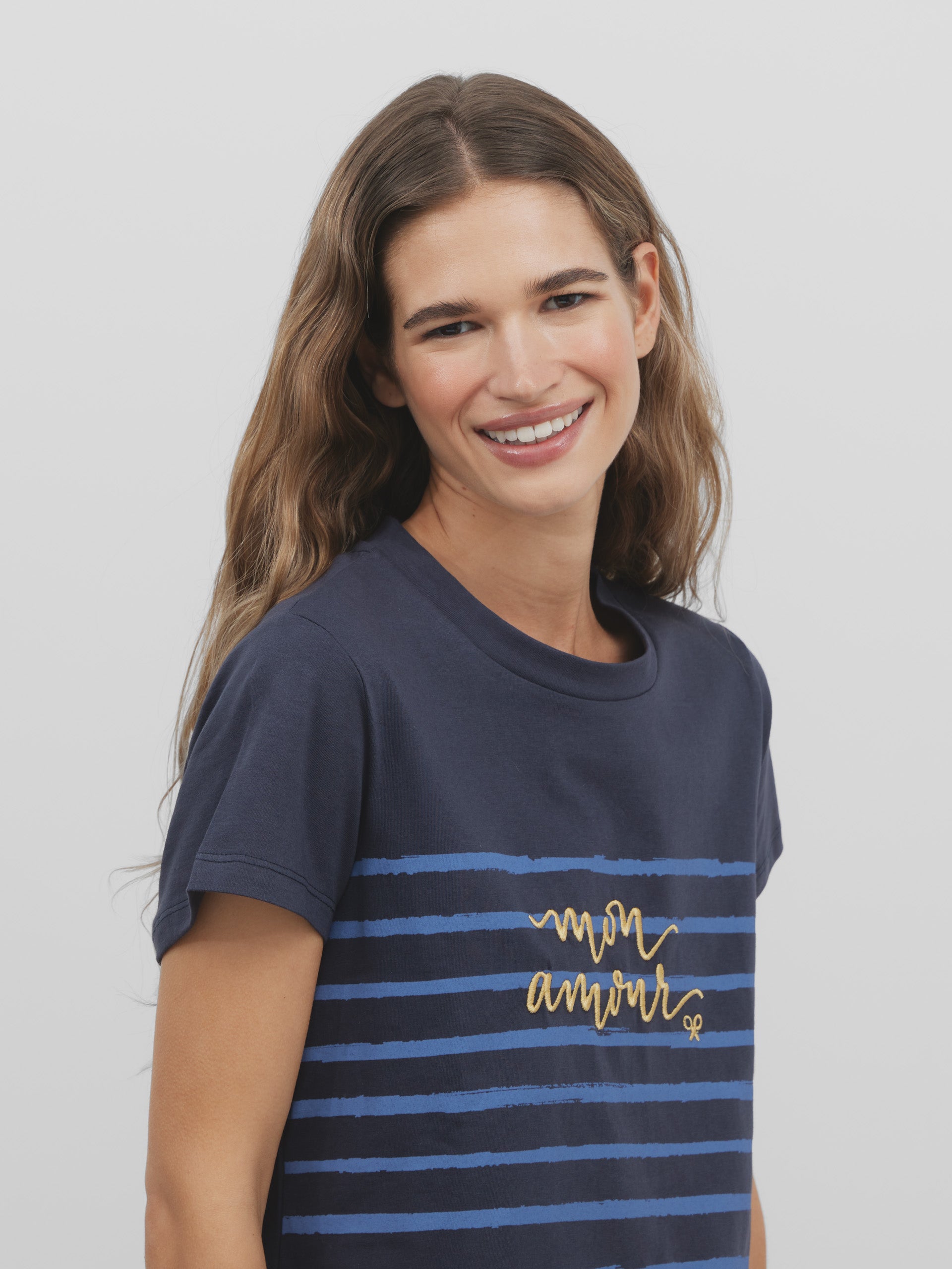 Camiseta woman Mon Amour azul marino