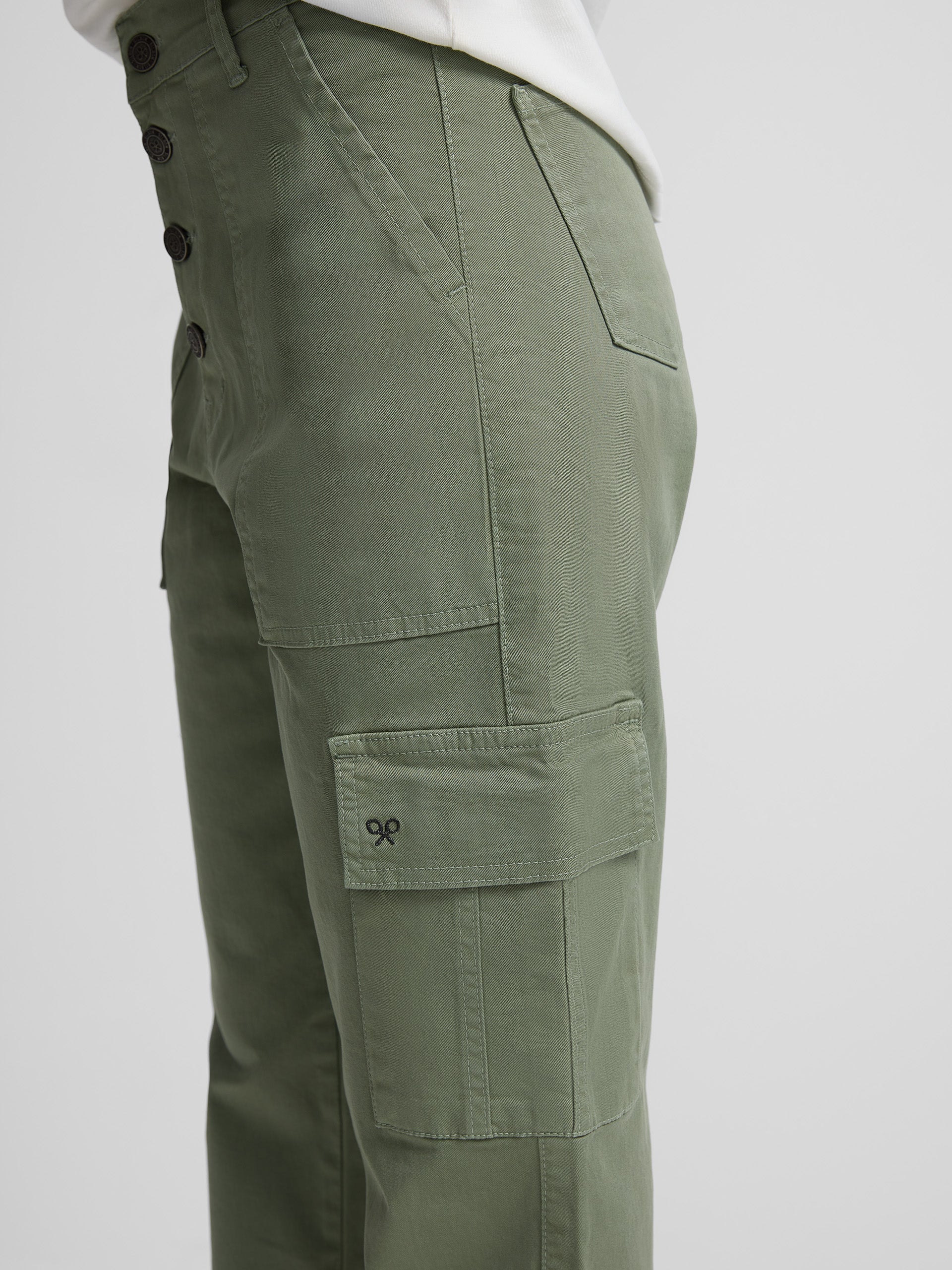 Women's khaki cargo denim pants