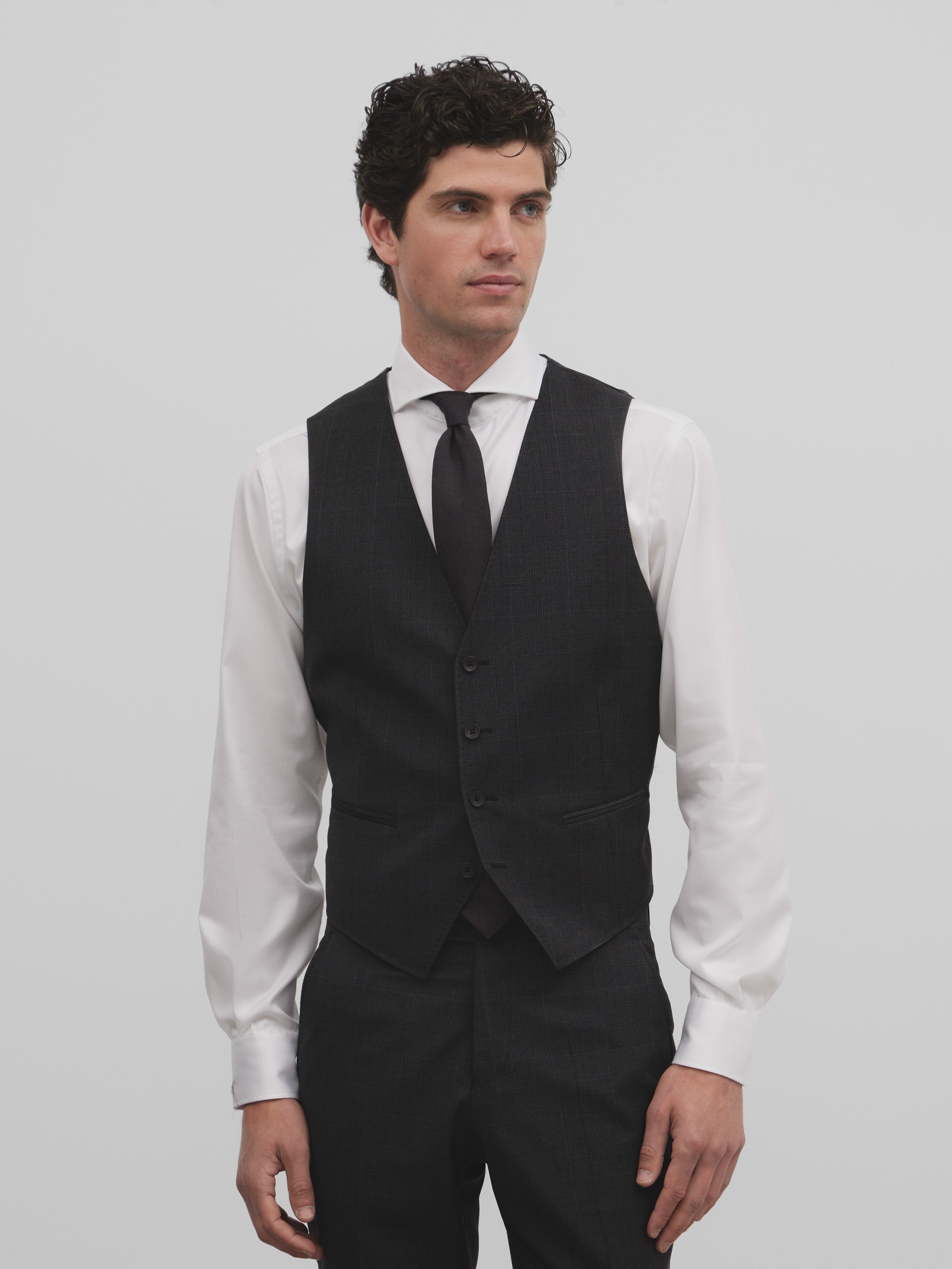 Gray prince of wales suit vest