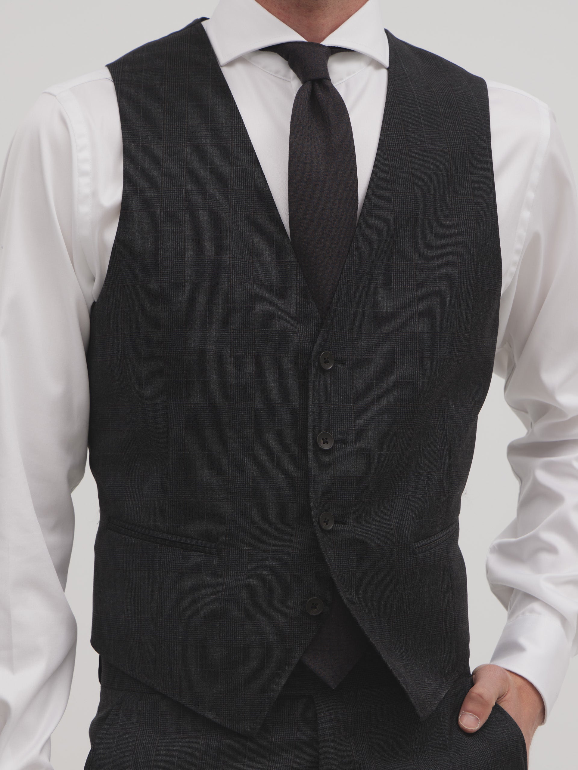 Gray prince of wales suit vest