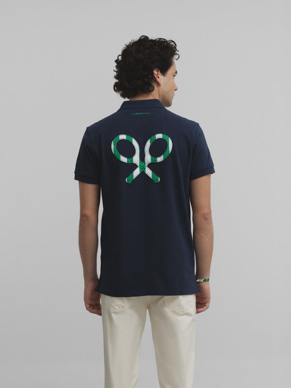 Betis navy blue back racket polo shirt