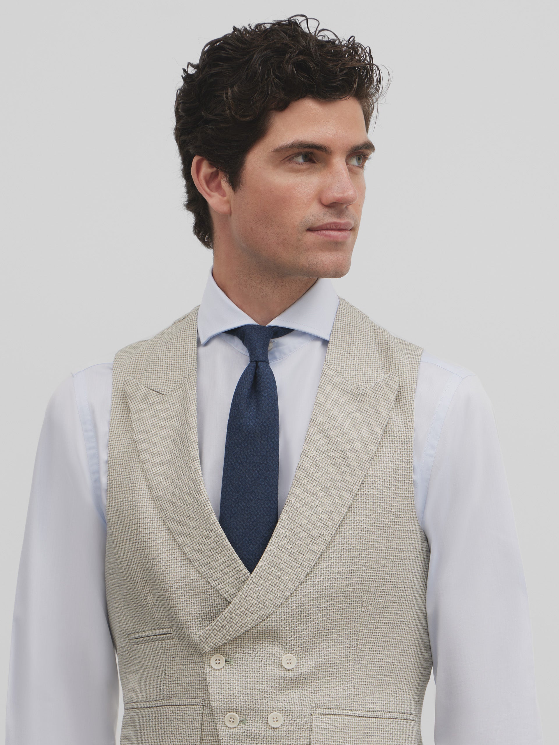 Green houndstooth tailoring jacket vest