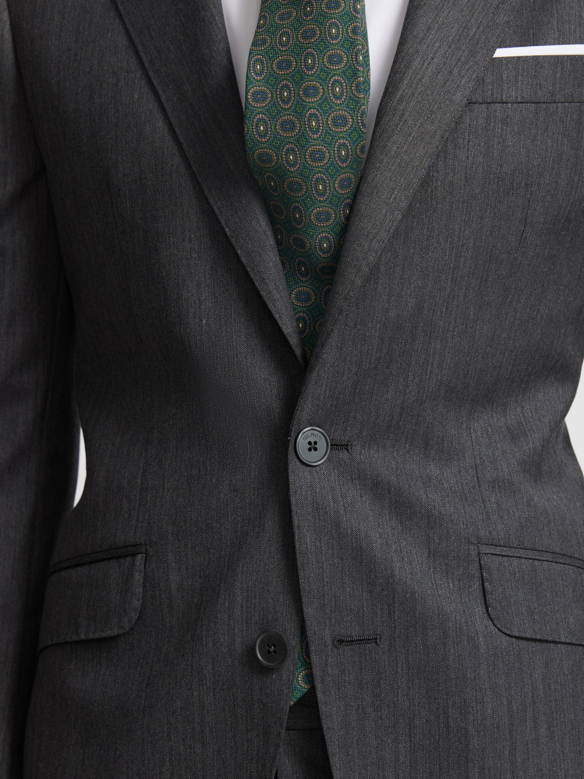 Classic gray herringbone suit jacket