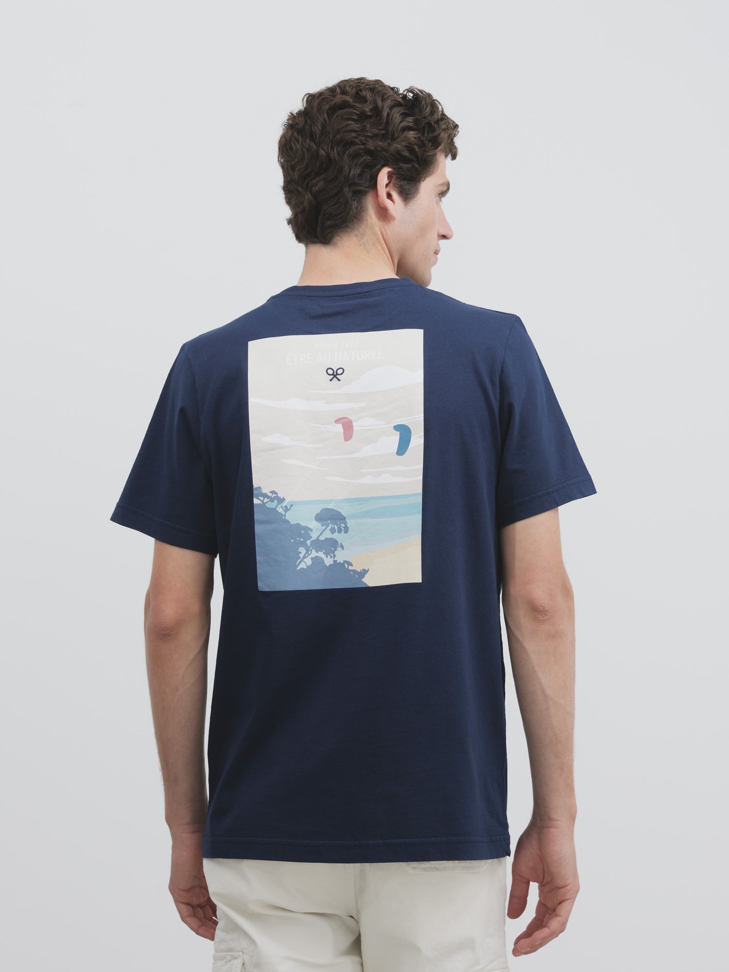 Camiseta paisaje playa azul marino