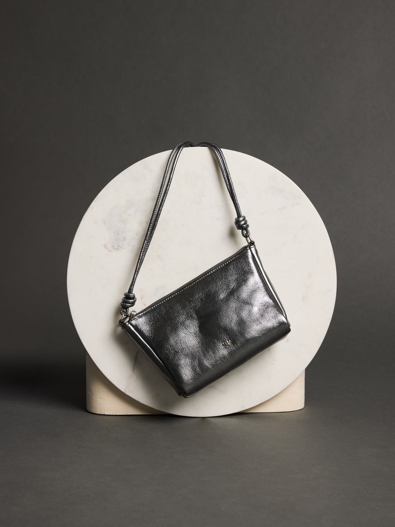 Mini silver leather bag