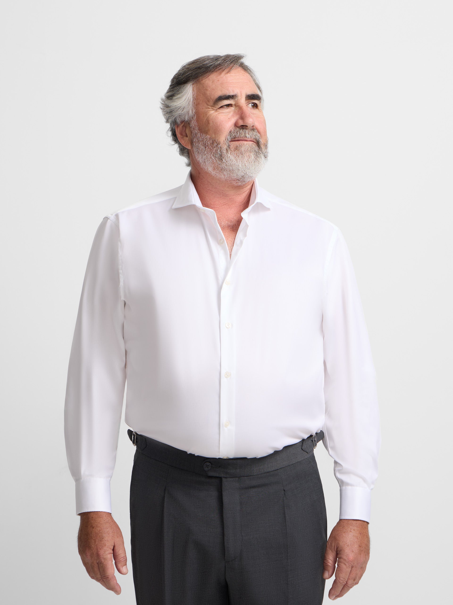 Easy iron single cuff white dress shirt