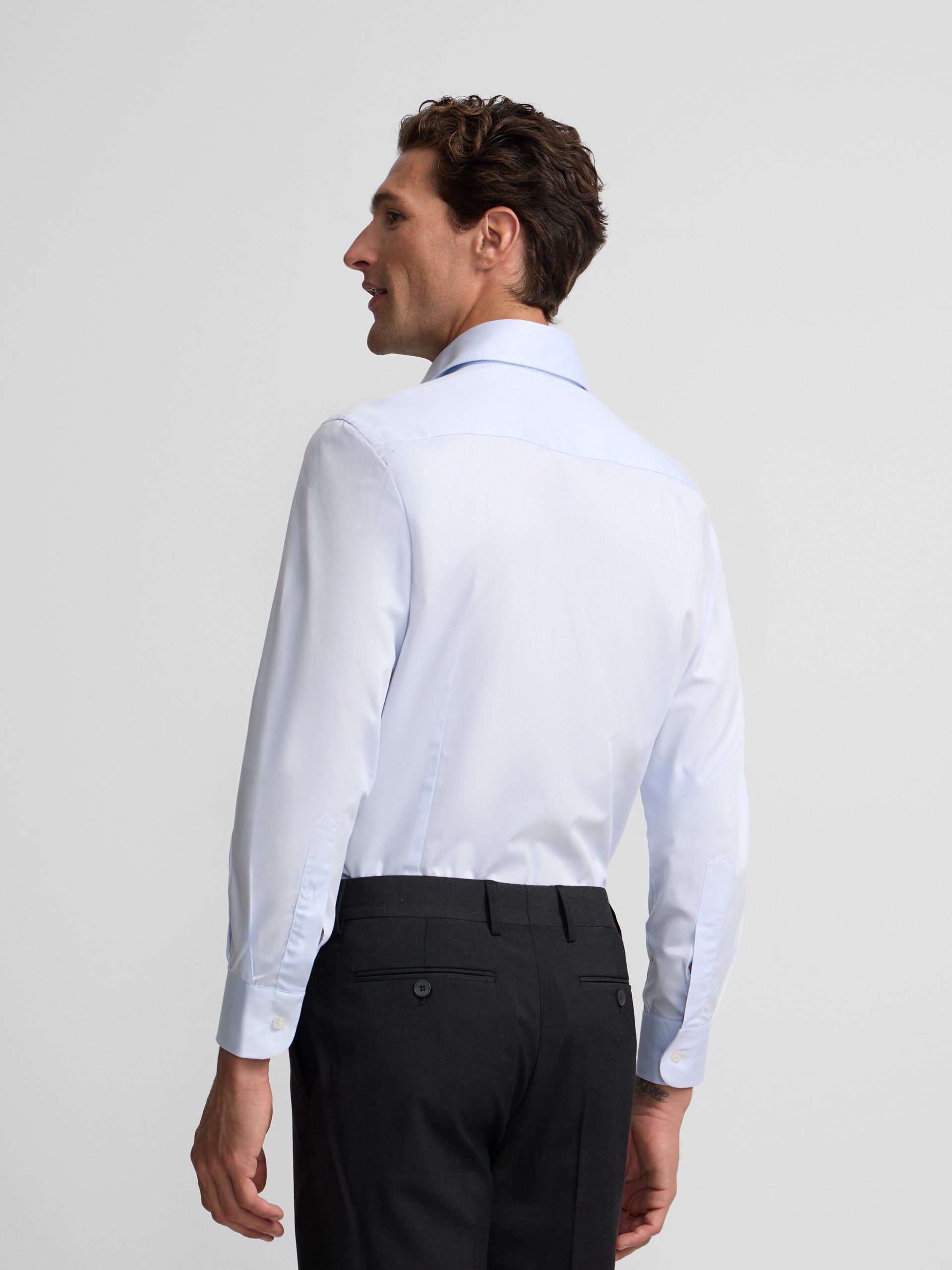 Light blue dress shirt with single cuff