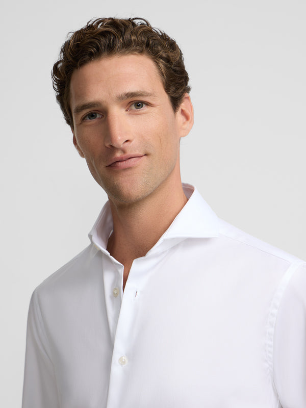 Easy iron double cuff white dress shirt