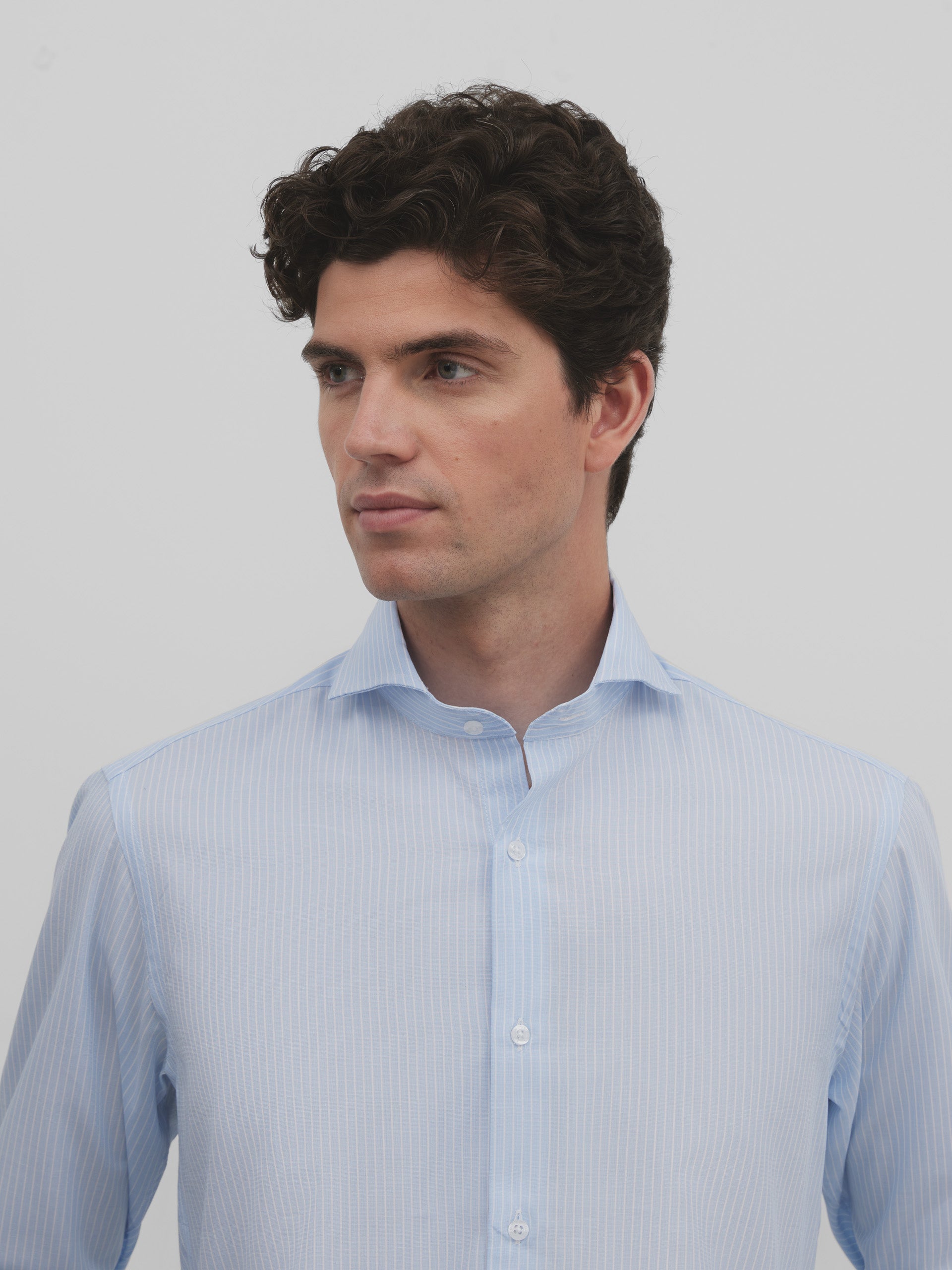 Light blue dress shirt with white stripes