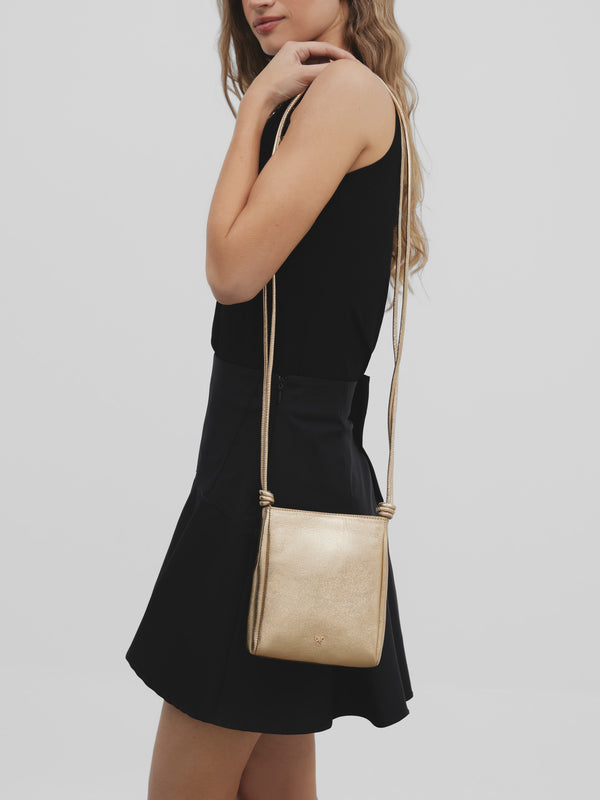 Dark gold leather knot bag