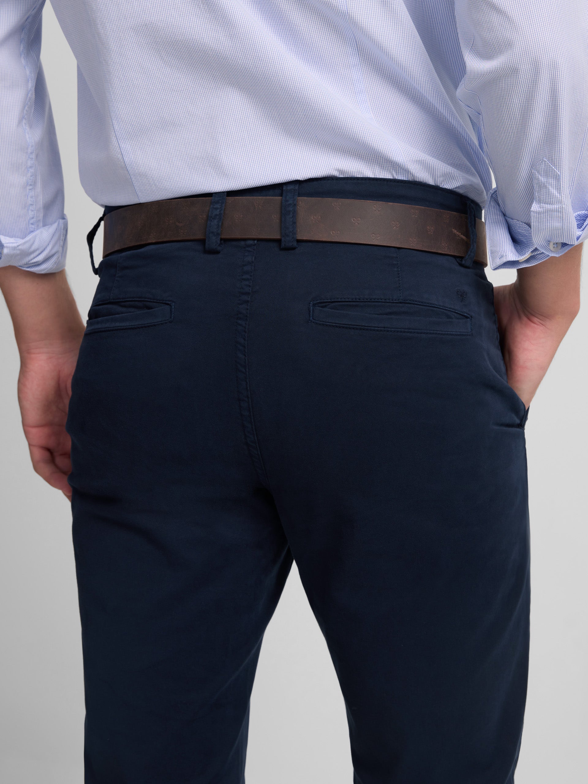 Navy blue chino style sport trousers