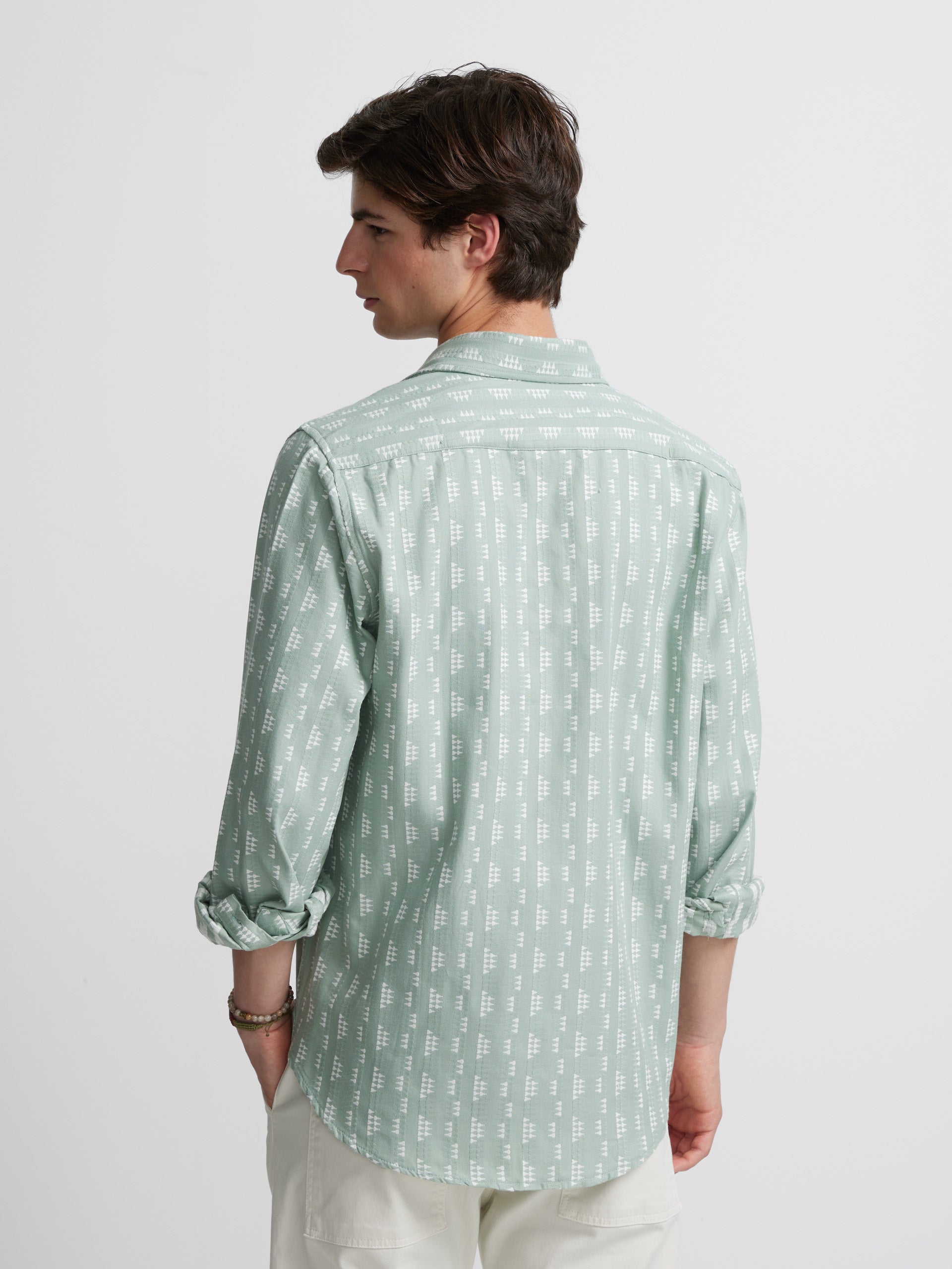 Green ethnic embroidered sport shirt