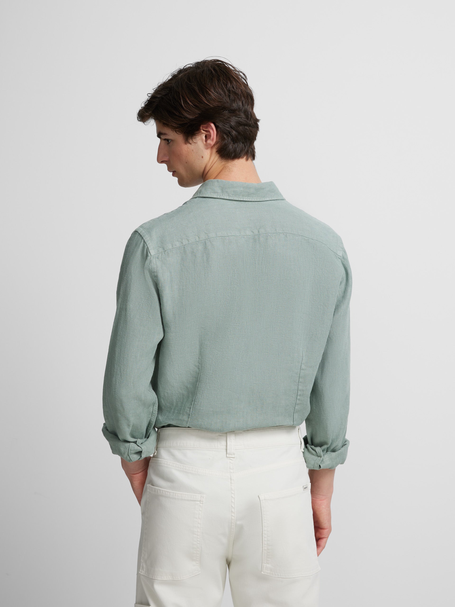 Green warm linen sport shirt