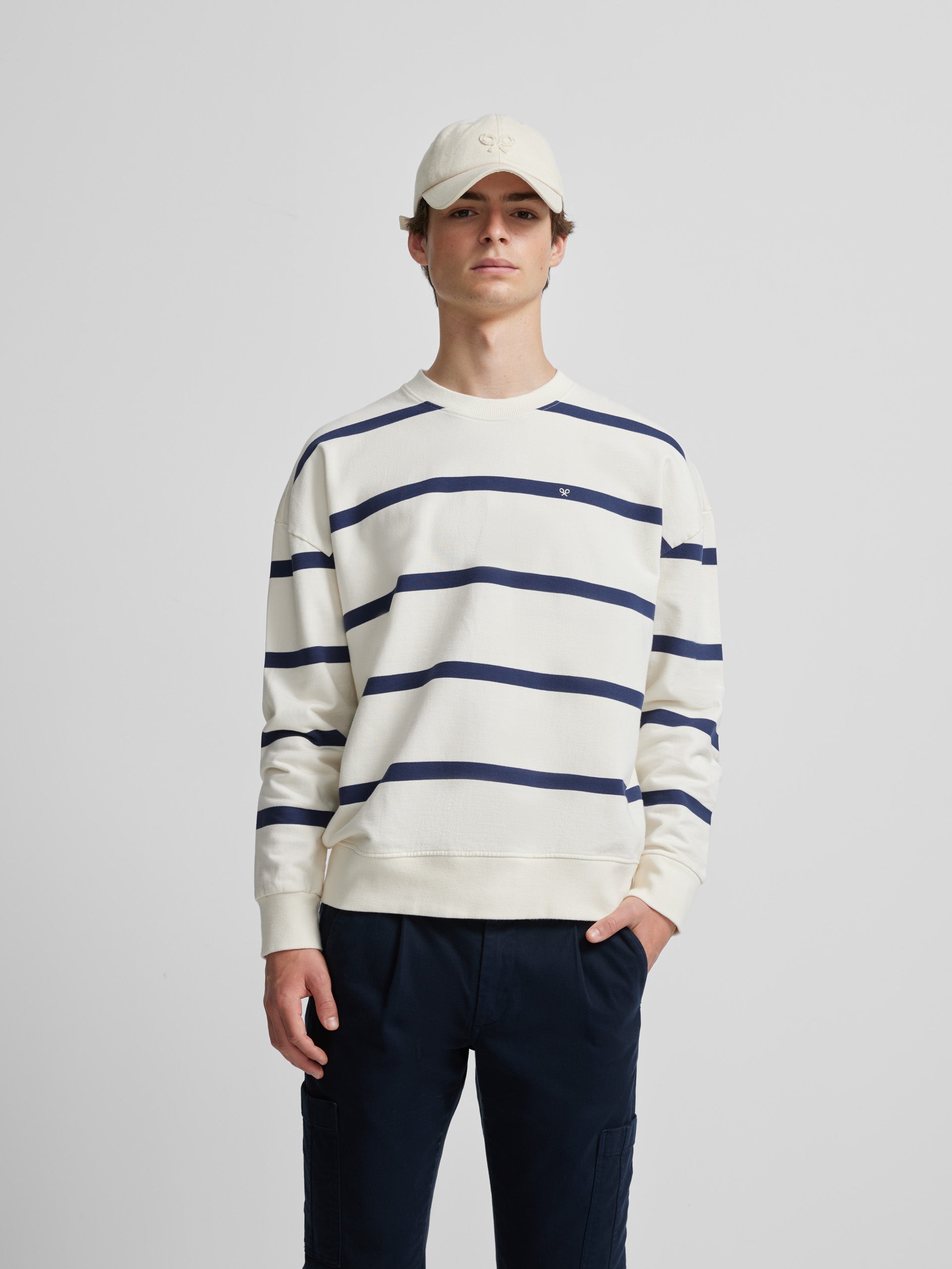 Blue nautical striped sweatshirt