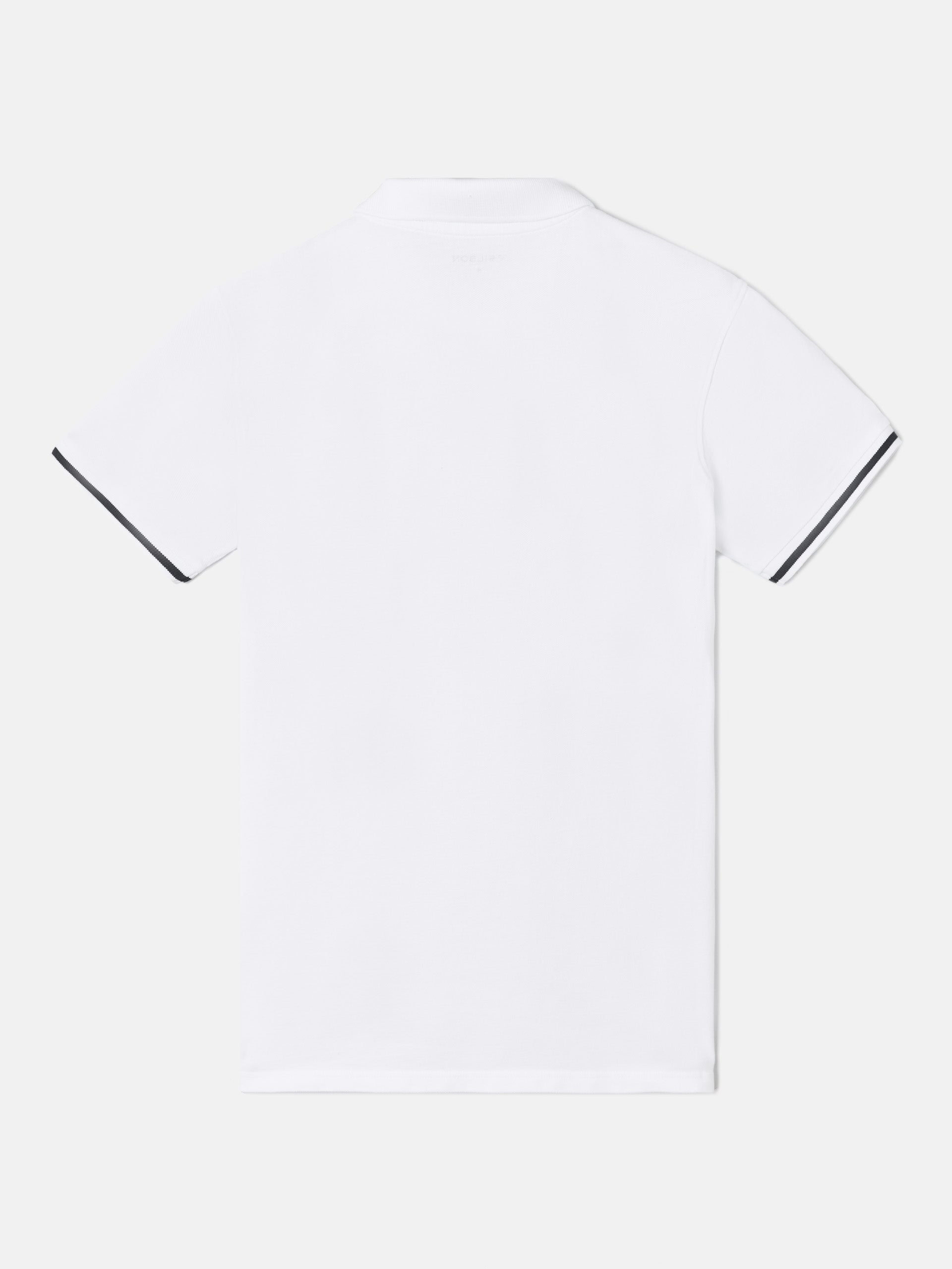 Polo shirt with white striped sleeves