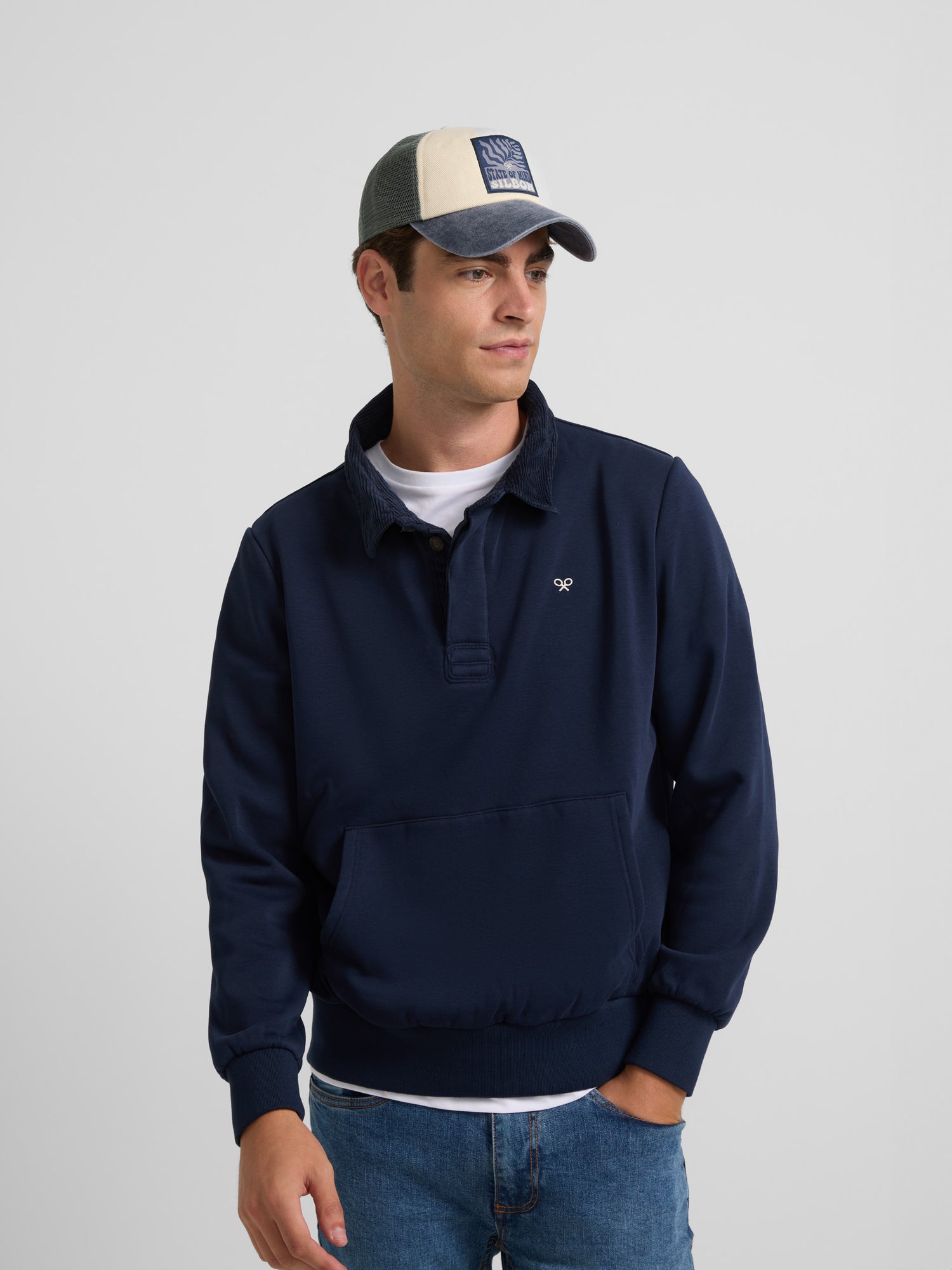 Navy Kangaroo Fleece