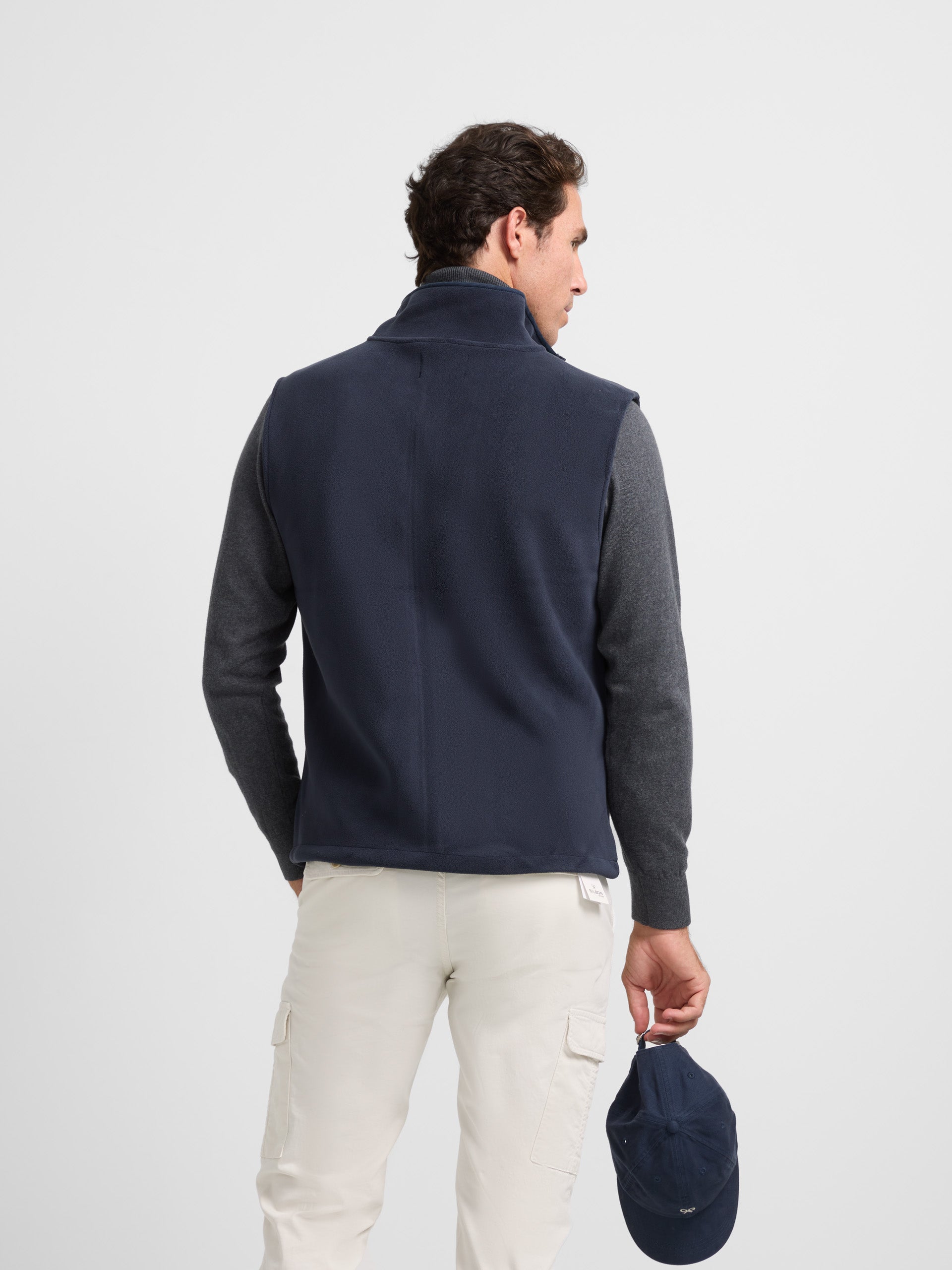 Navy blue fleece vest