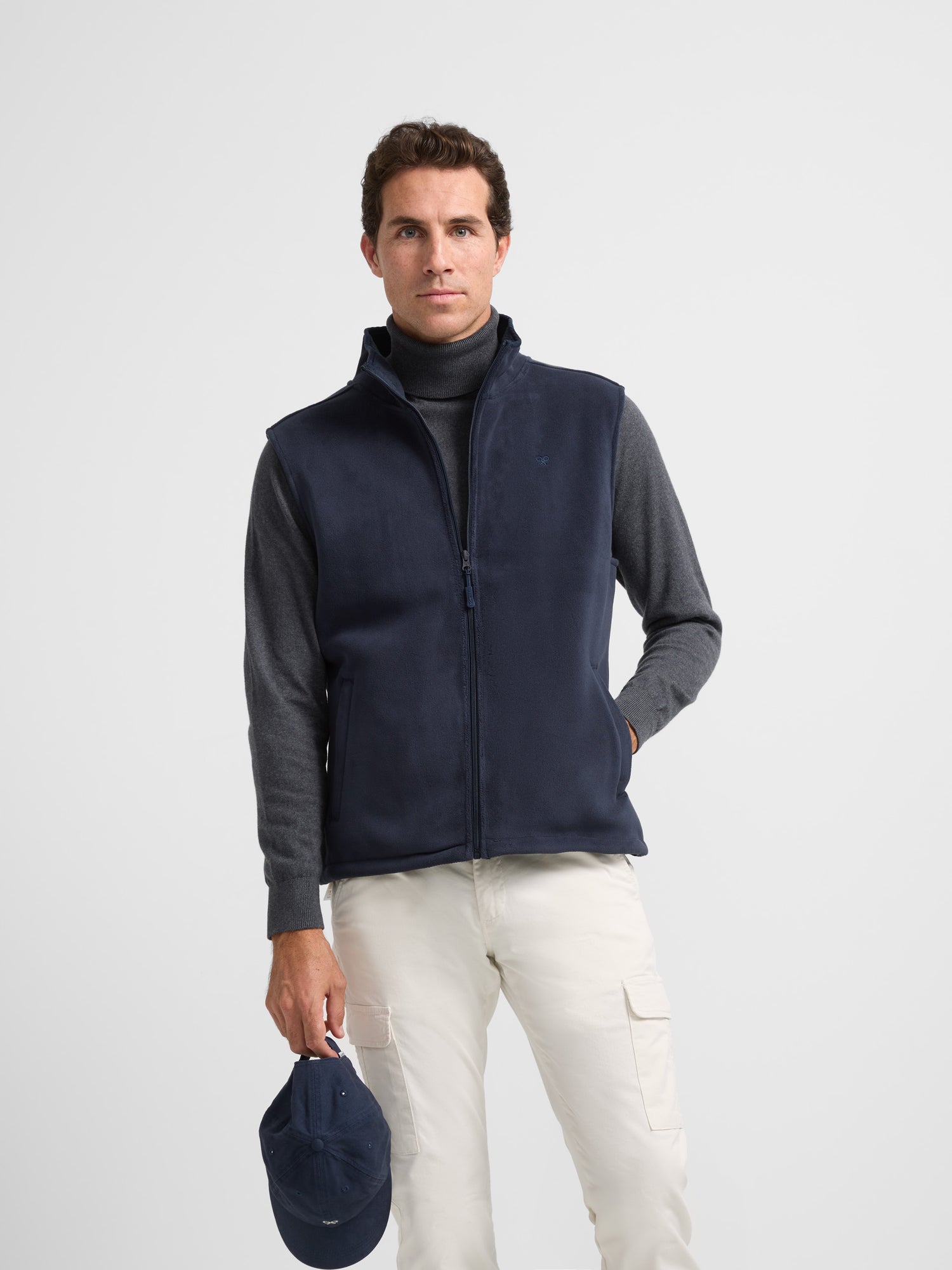 Navy blue fleece vest