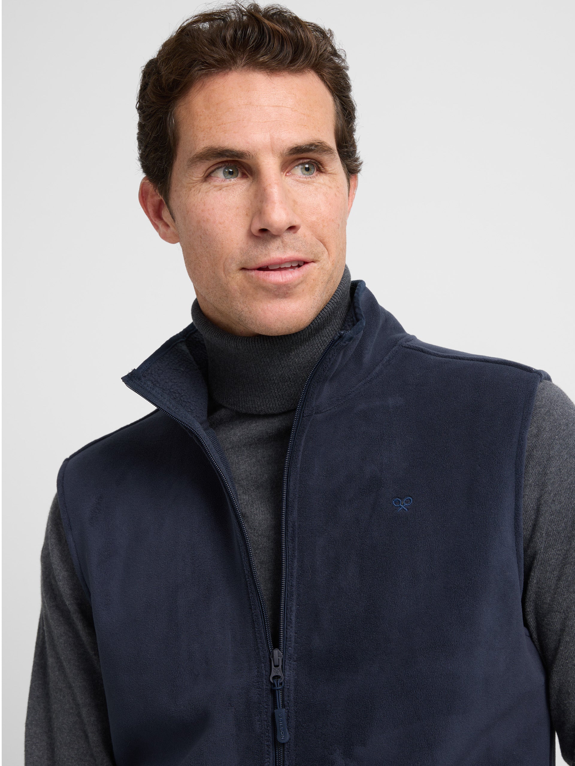 Navy blue fleece vest