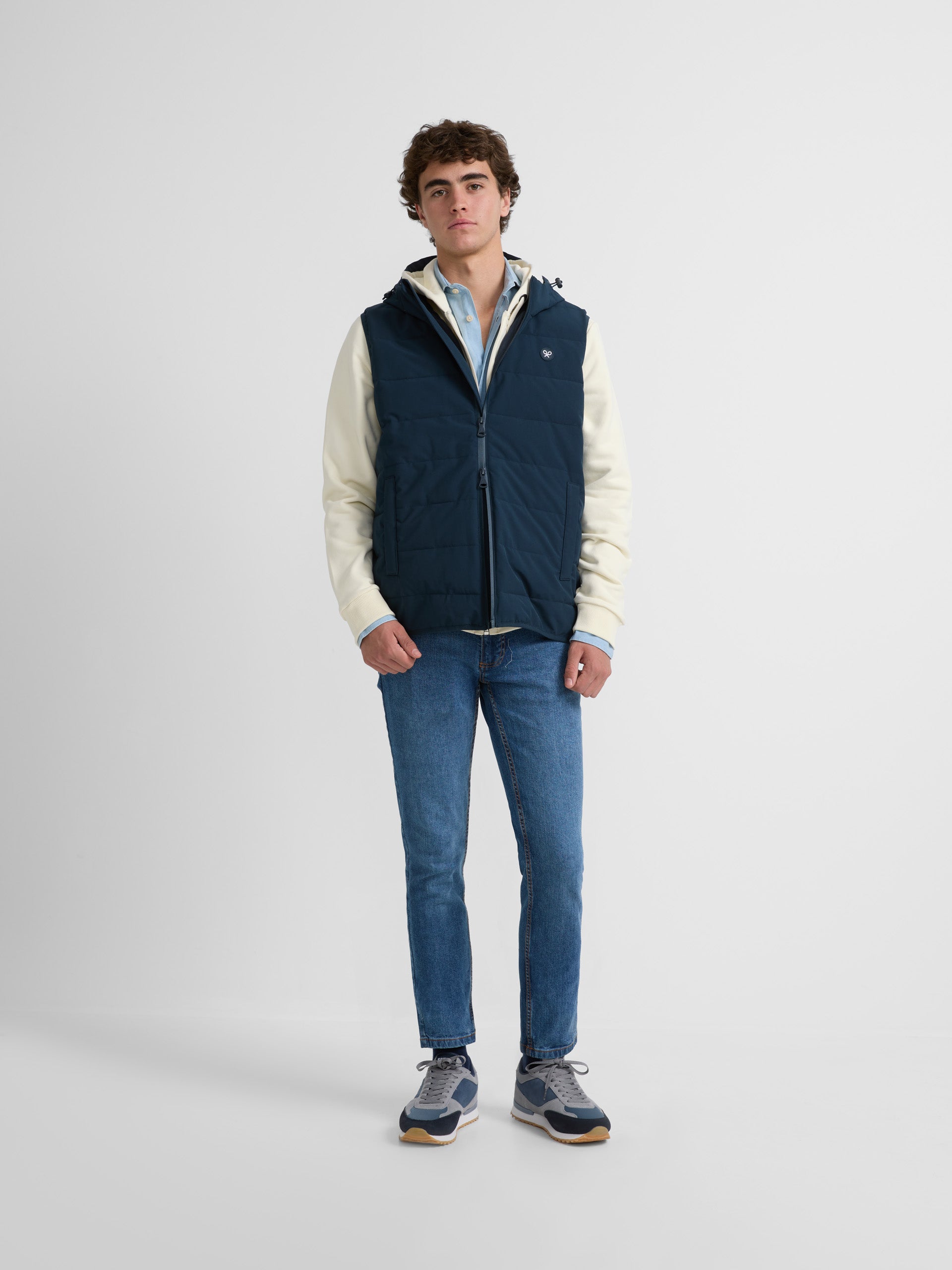 Gilet technique à capuche marine