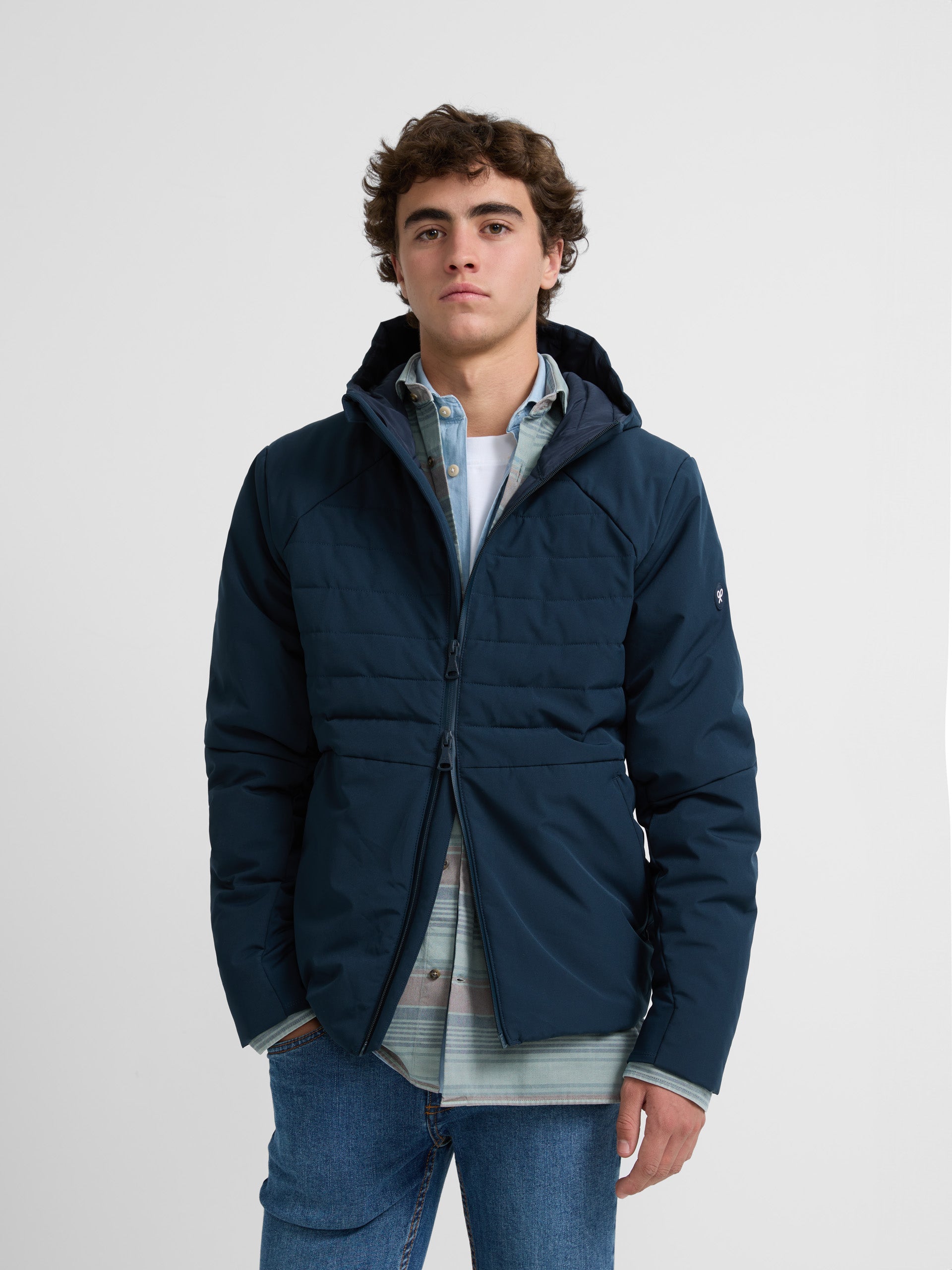 Navy blue padded hooded coat