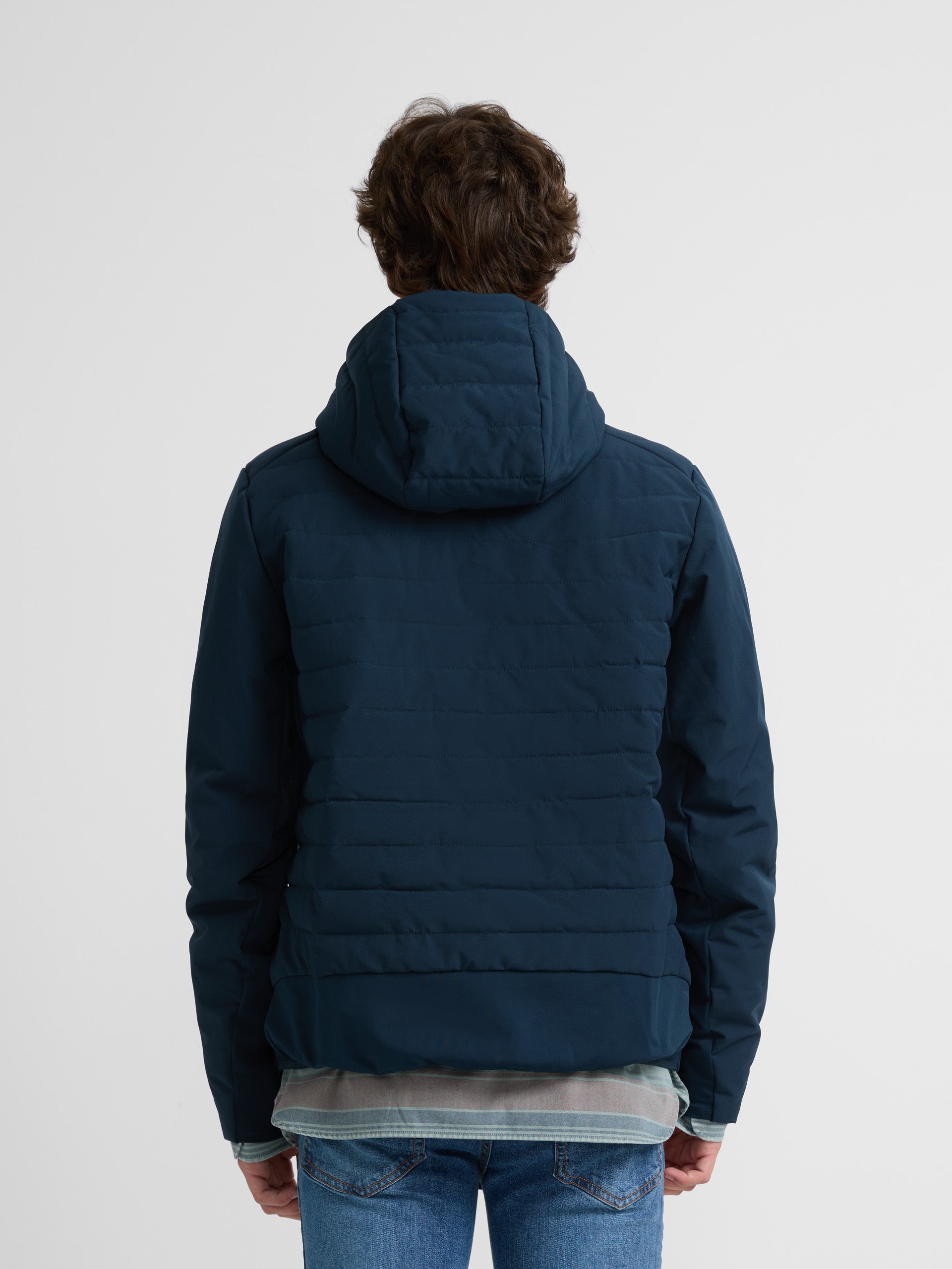 Navy blue padded hooded coat