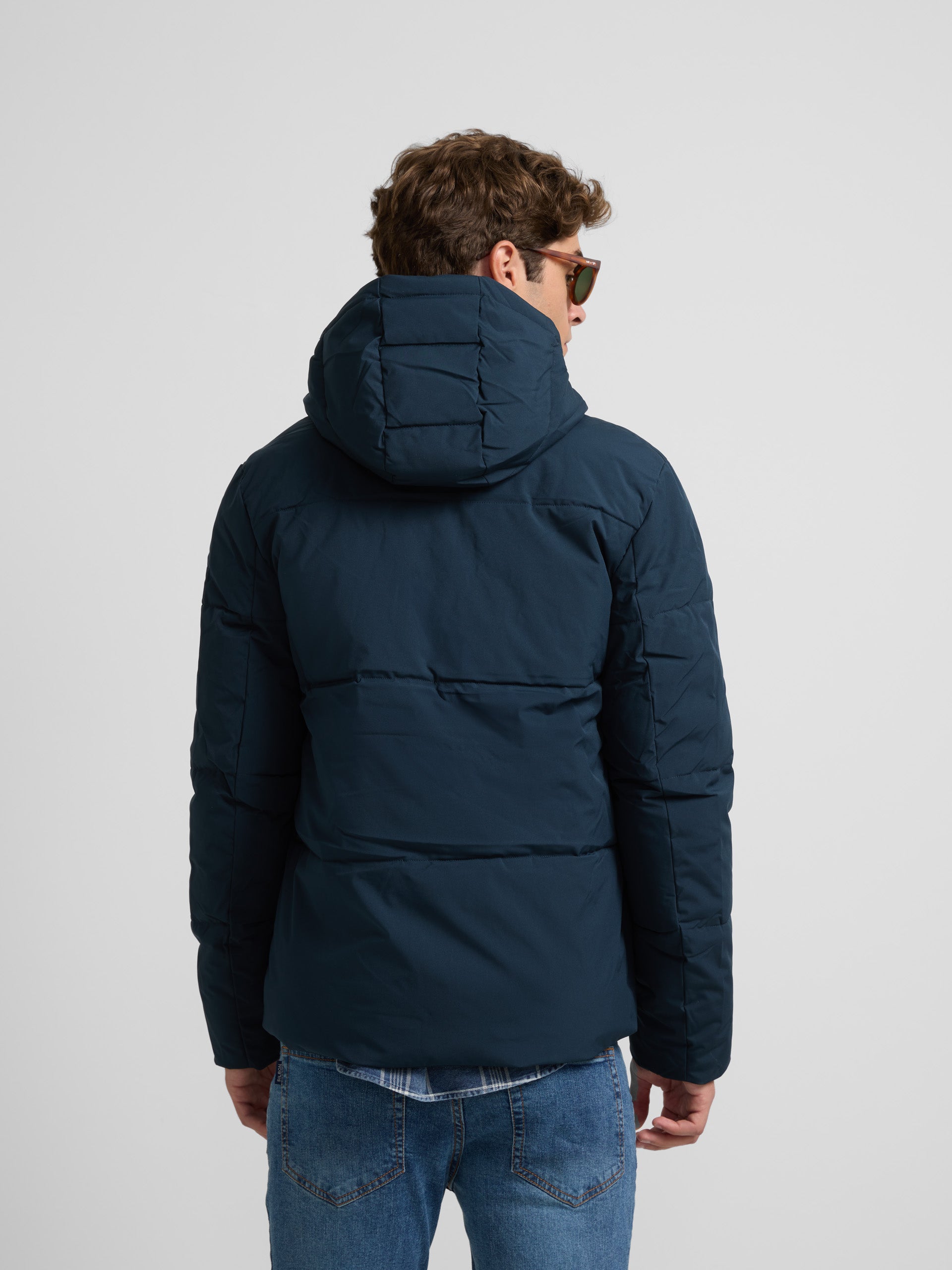 Manteau technique chaud à capuche marine