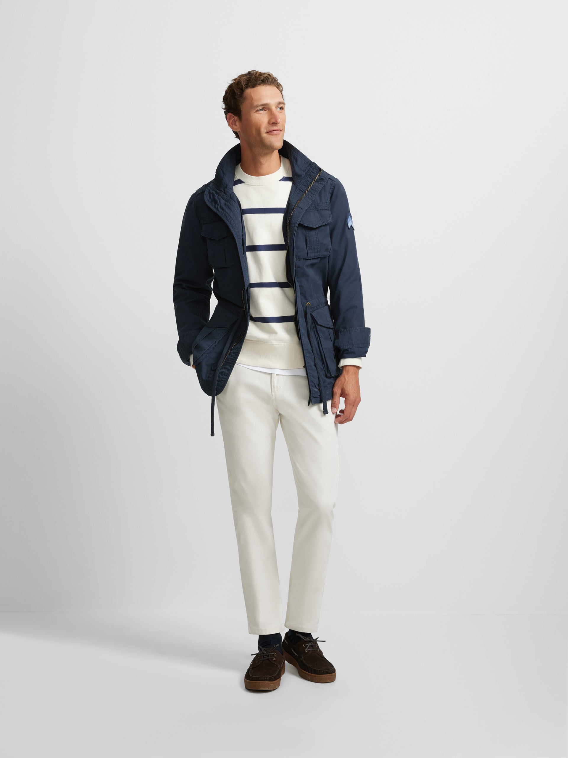 Navy blue garment dye military jacket