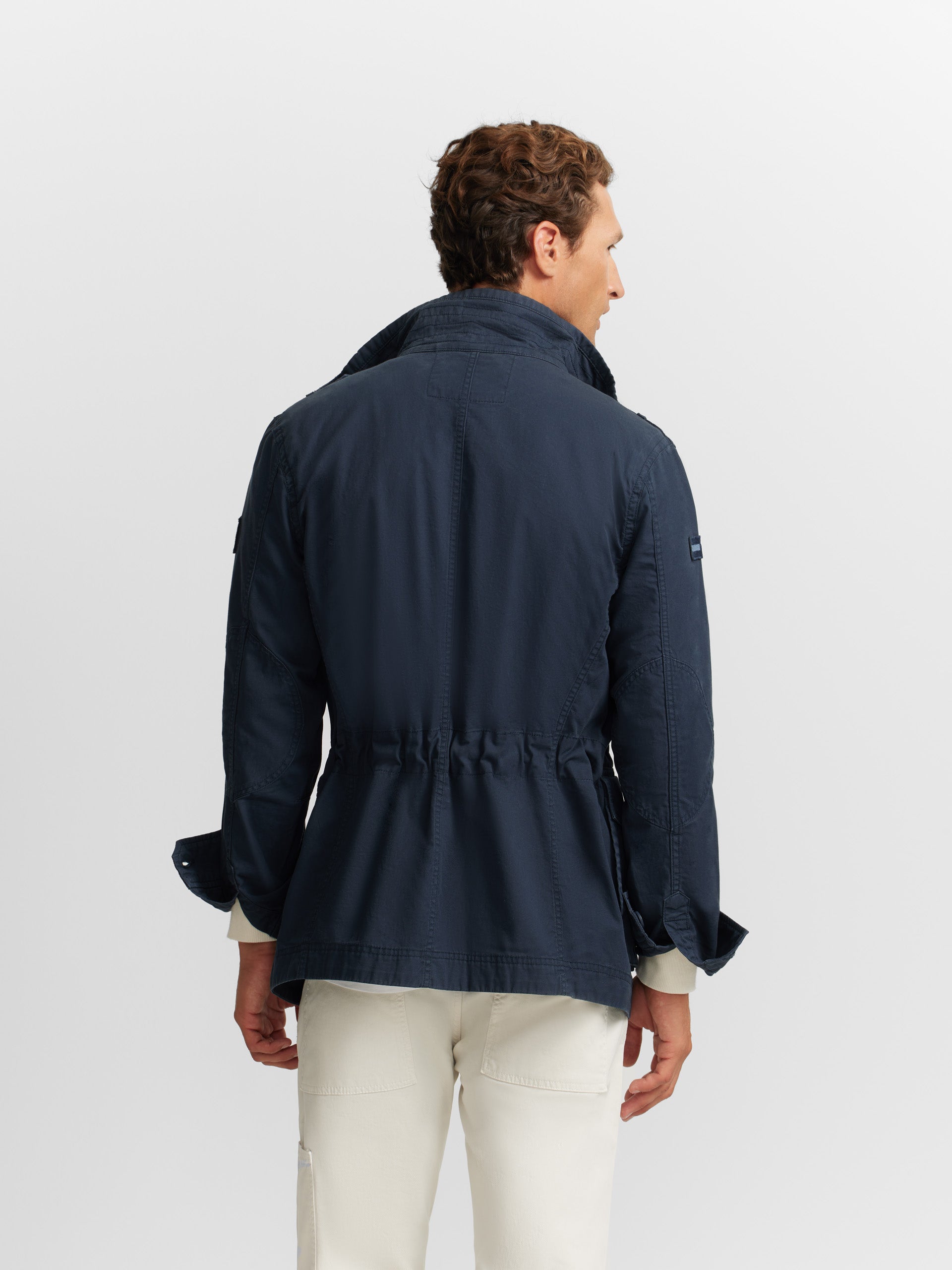 Navy blue garment dye military jacket