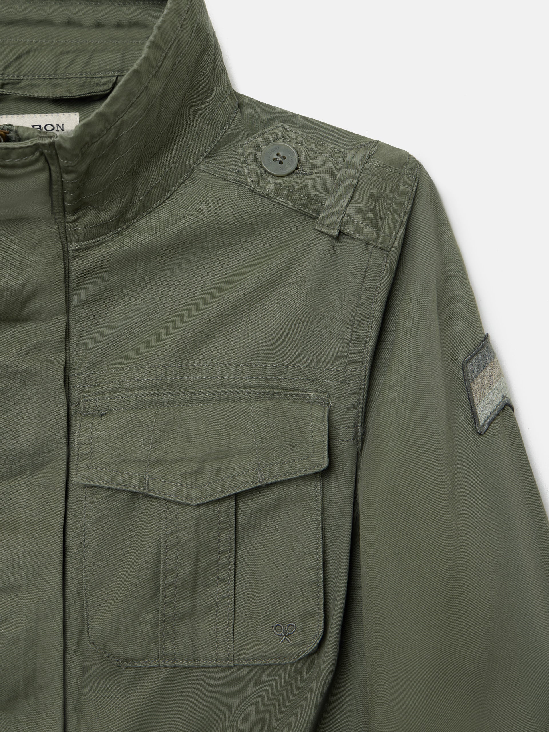 Green garment dye military jacket