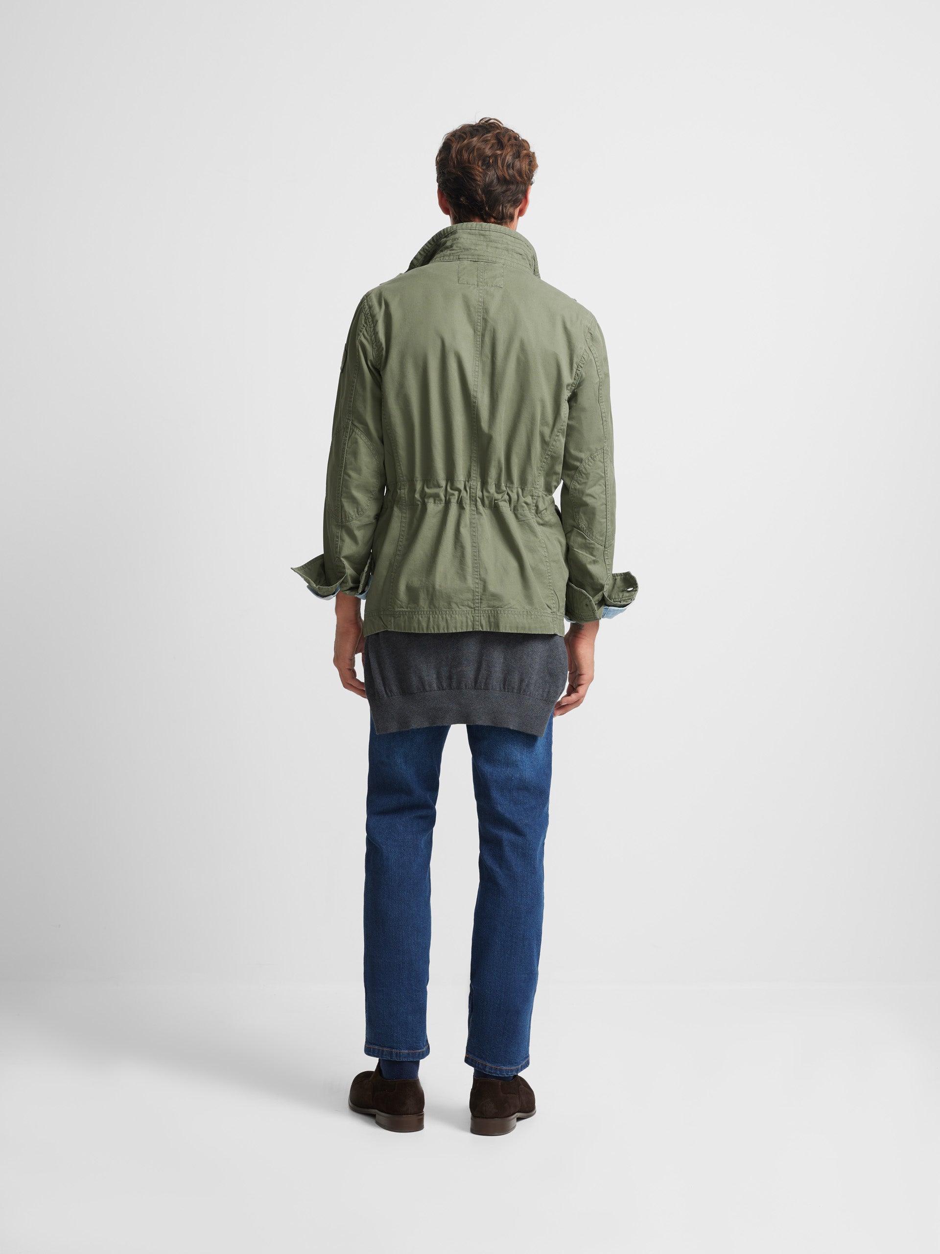 Green garment dye military jacket