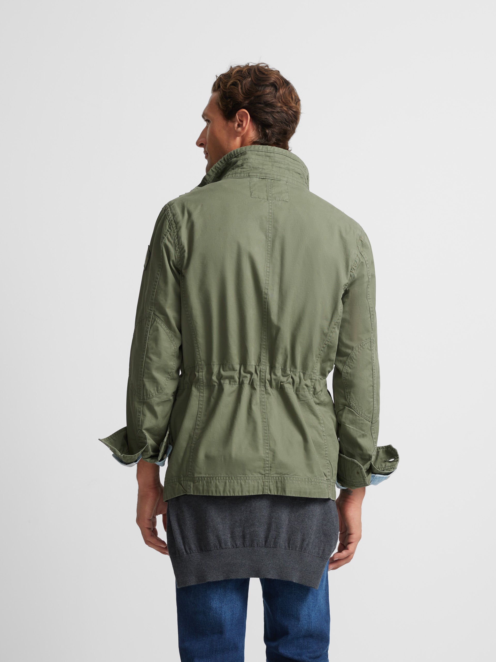 Green garment dye military jacket