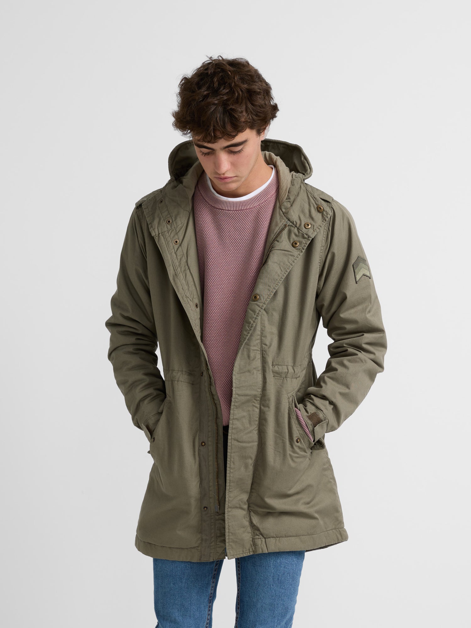 Military parka garment dye green