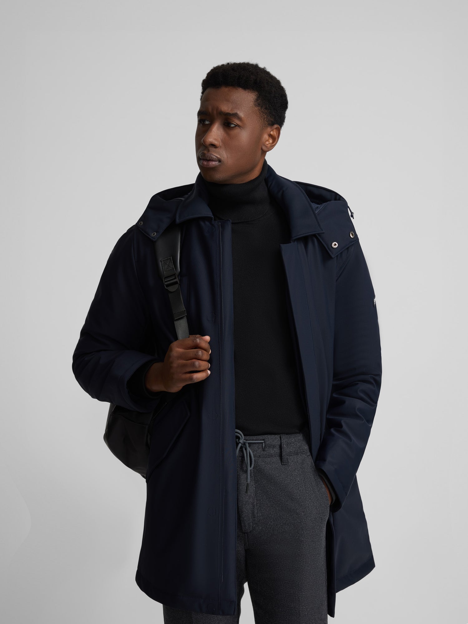 Parka technique de couture bleu marine