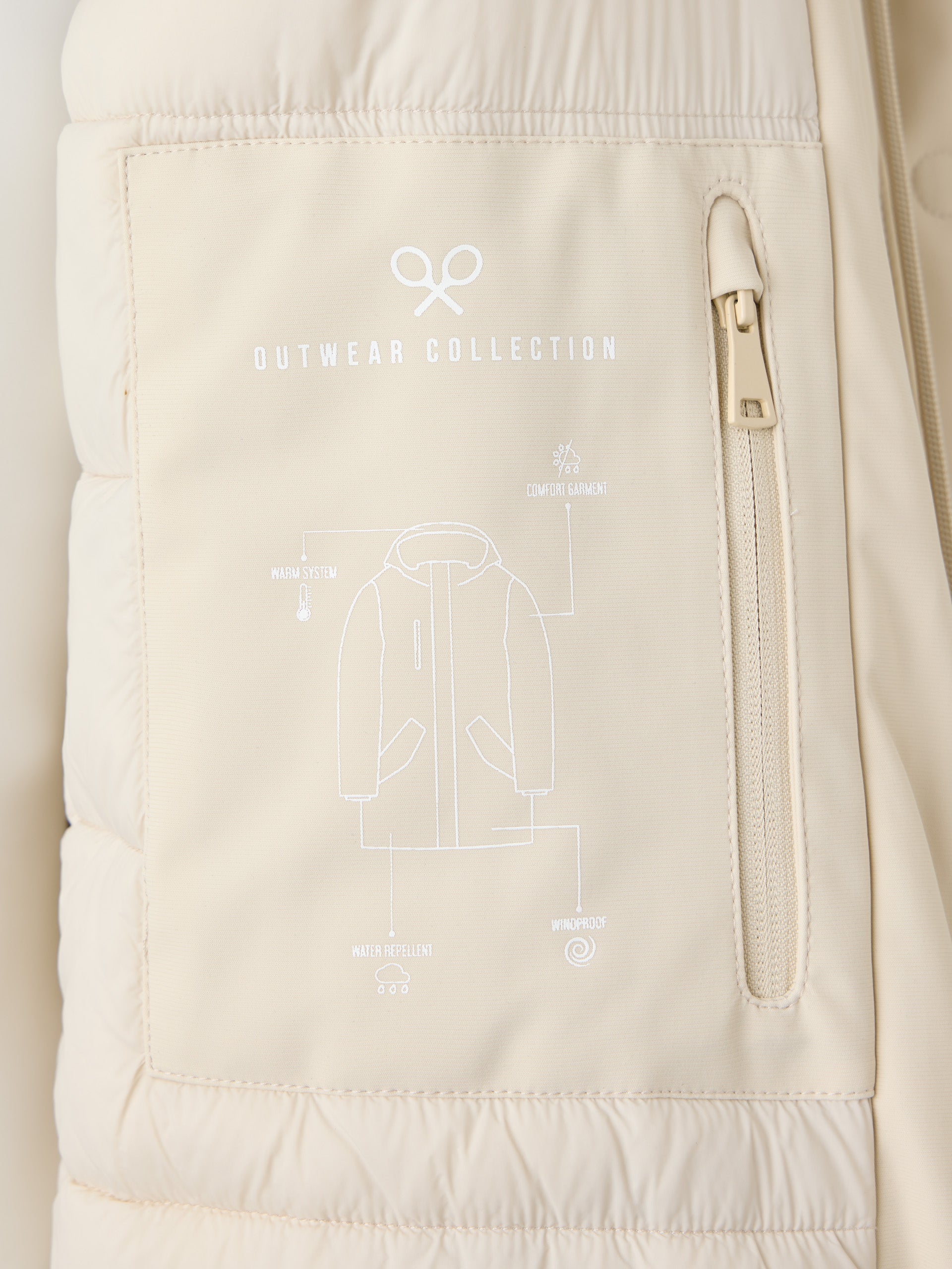 Light beige tailored technical parka