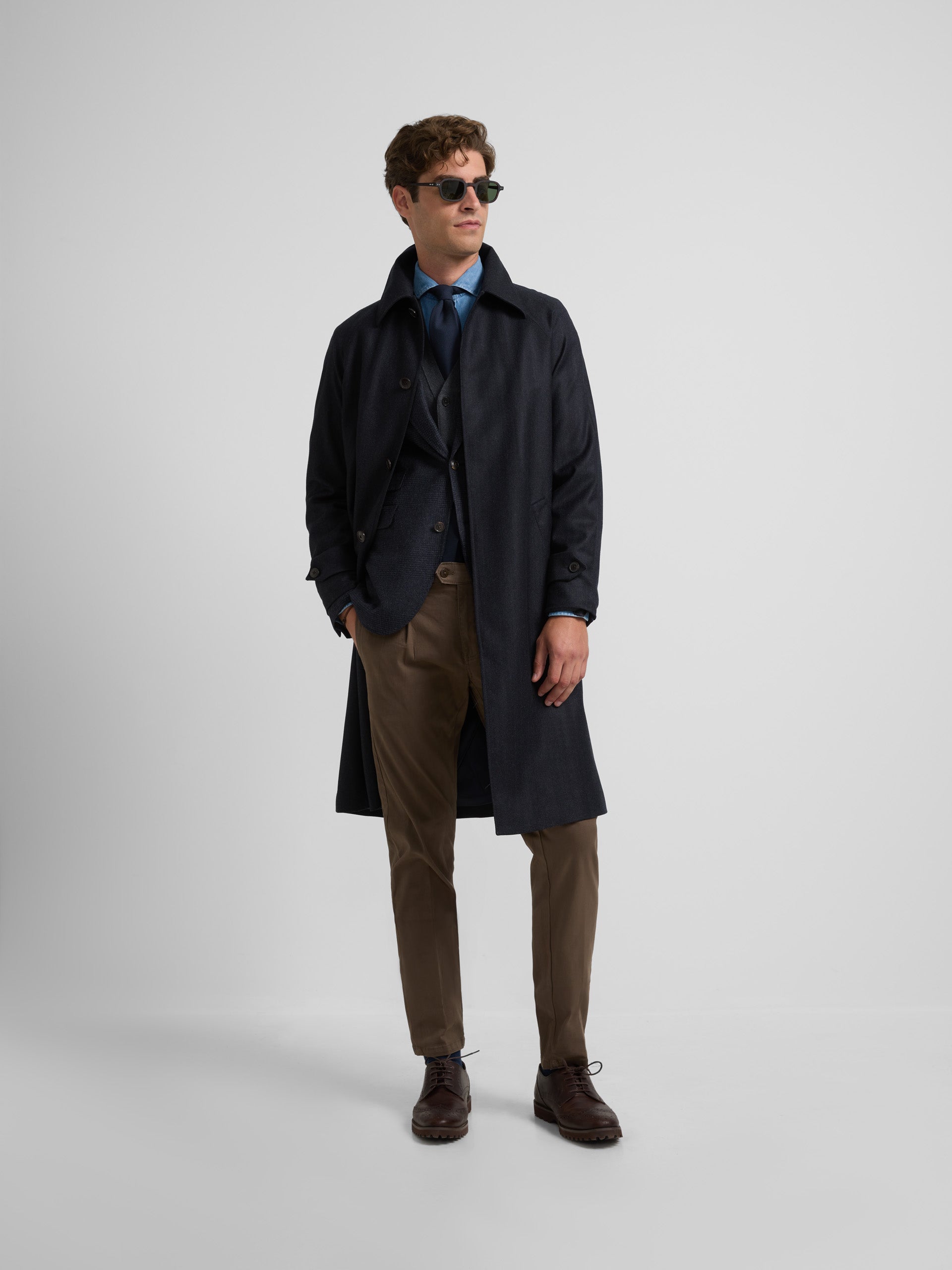 Blue herringbone coat