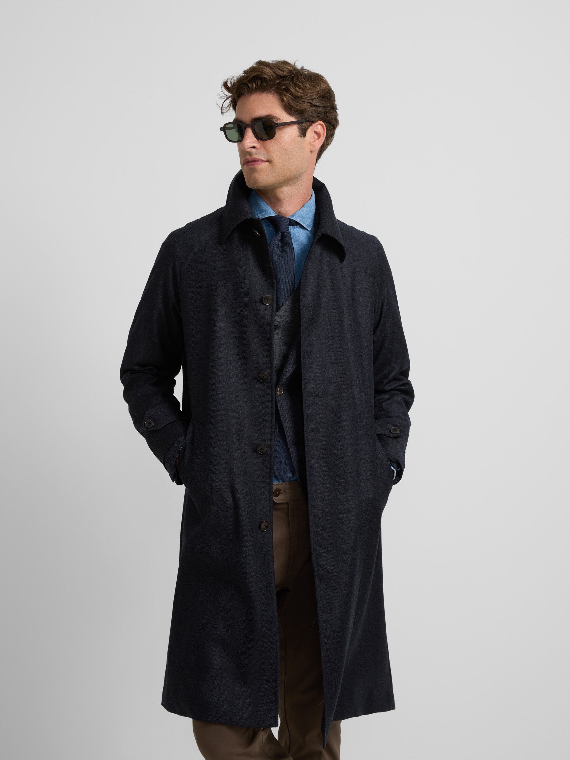 Blue herringbone coat