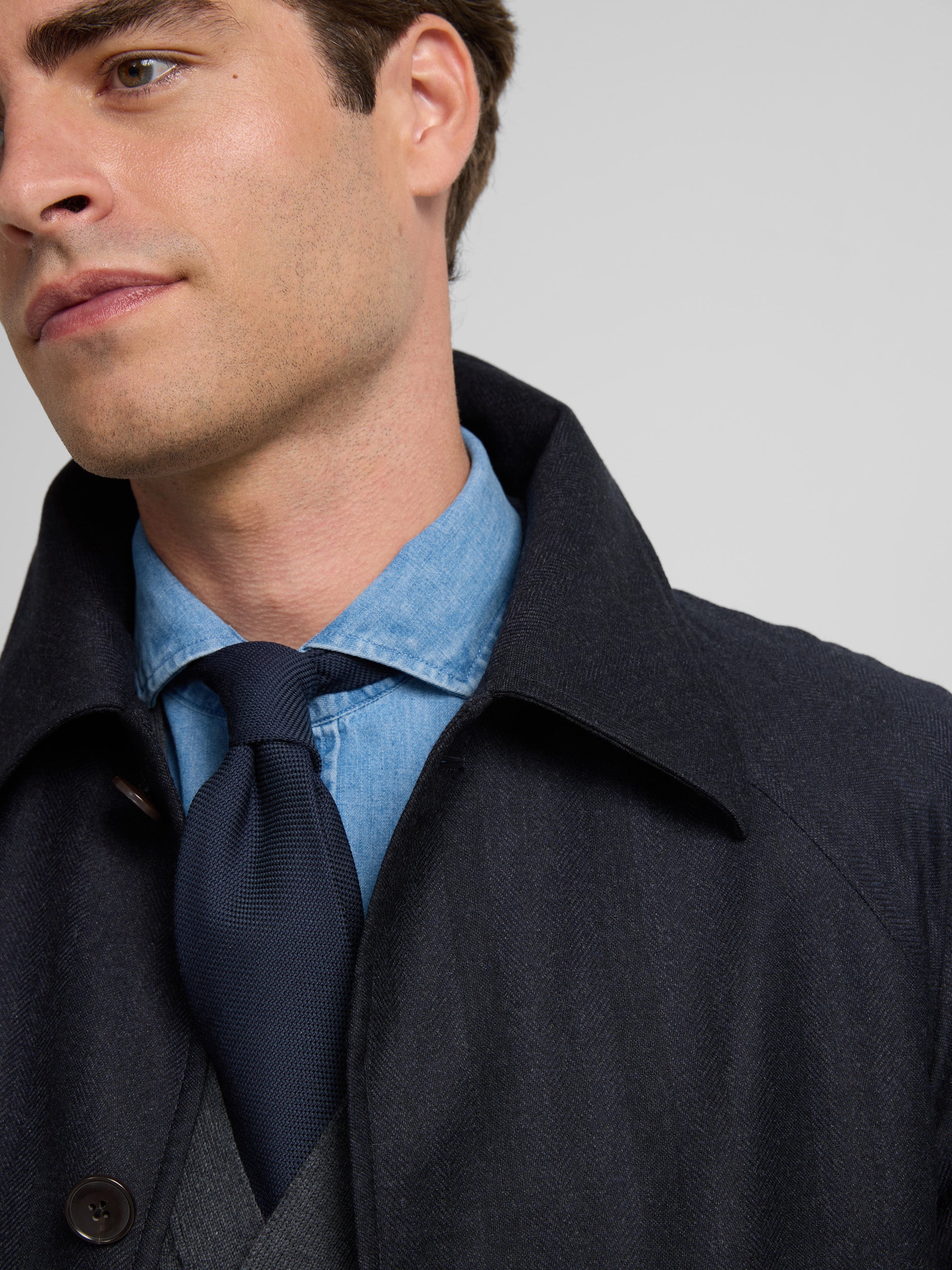 Blue herringbone coat