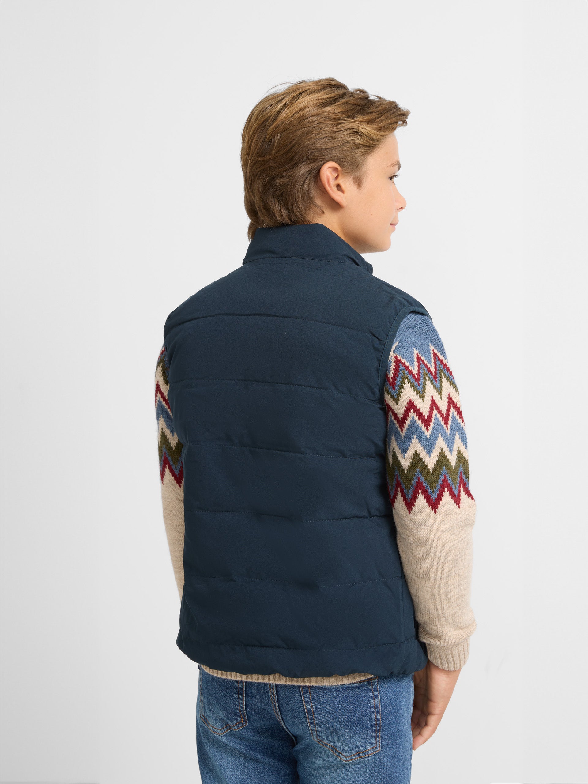 Navy blue padded kids technical vest