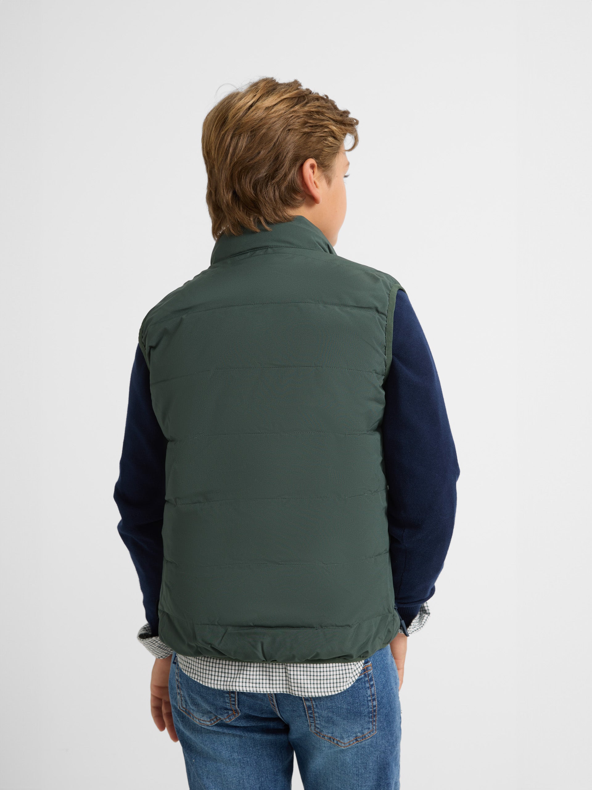 Green padded technical vest for kids